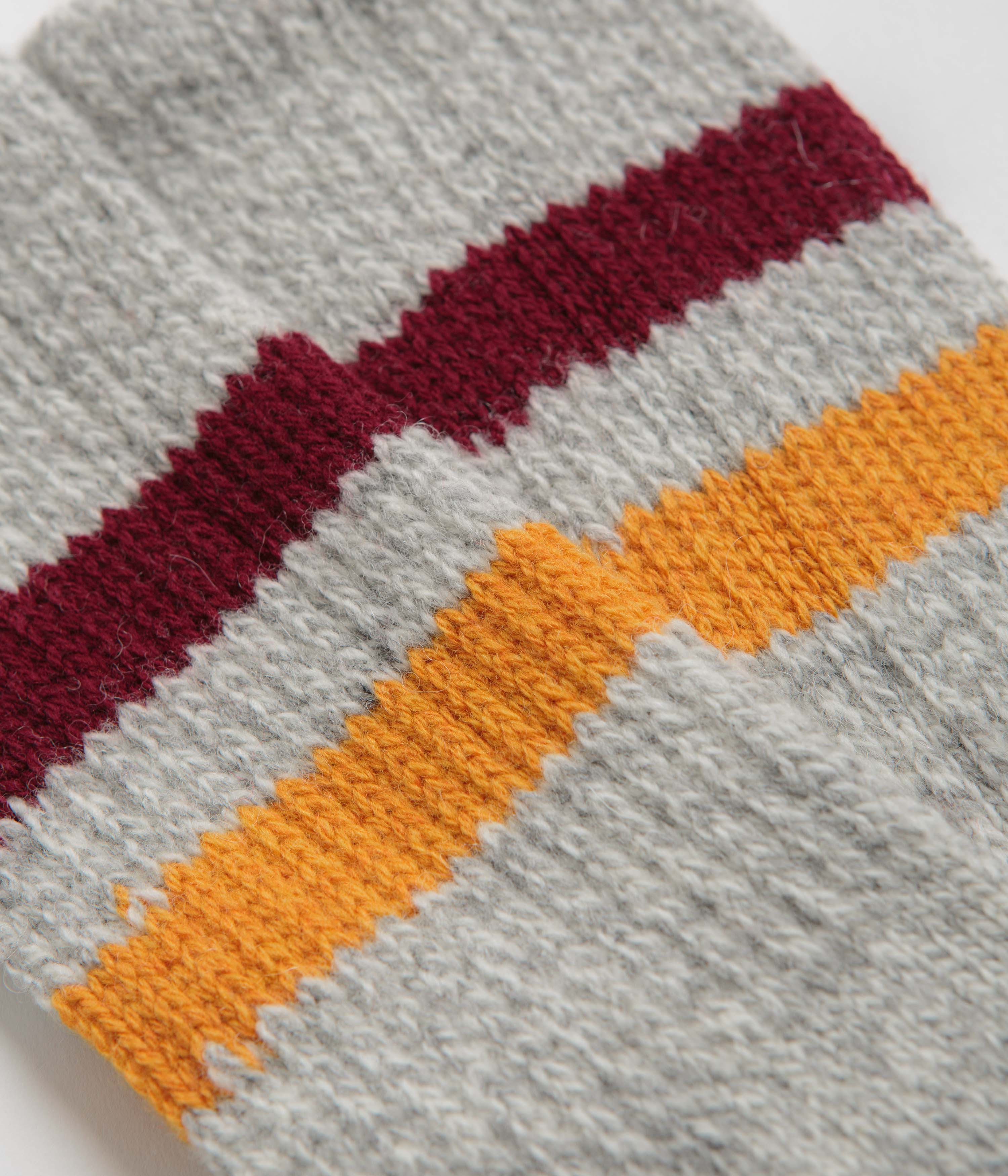 RoToTo Retro Winter Socks - Grey / Burgundy / Dark Yellow - Image 2