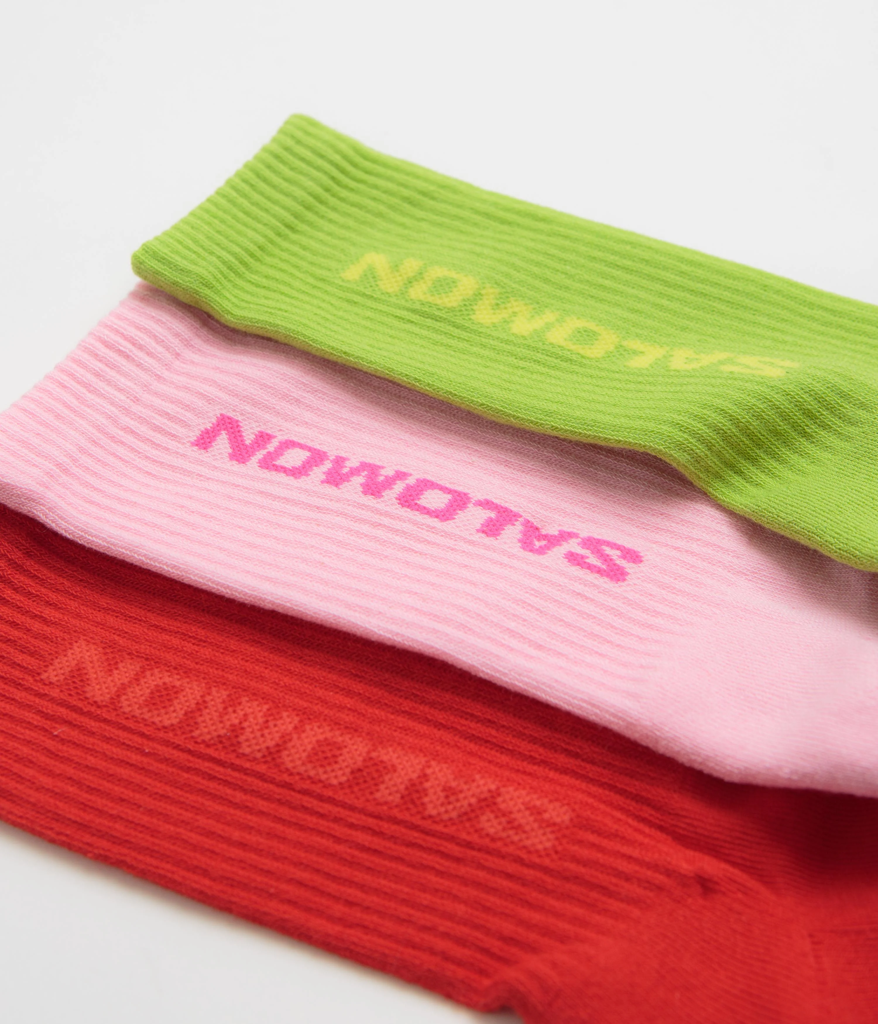 Salomon Everyday Crew Socks (3 Pack) - Flame Scarlet / Dark Citron / Fairy Tale - Image 3