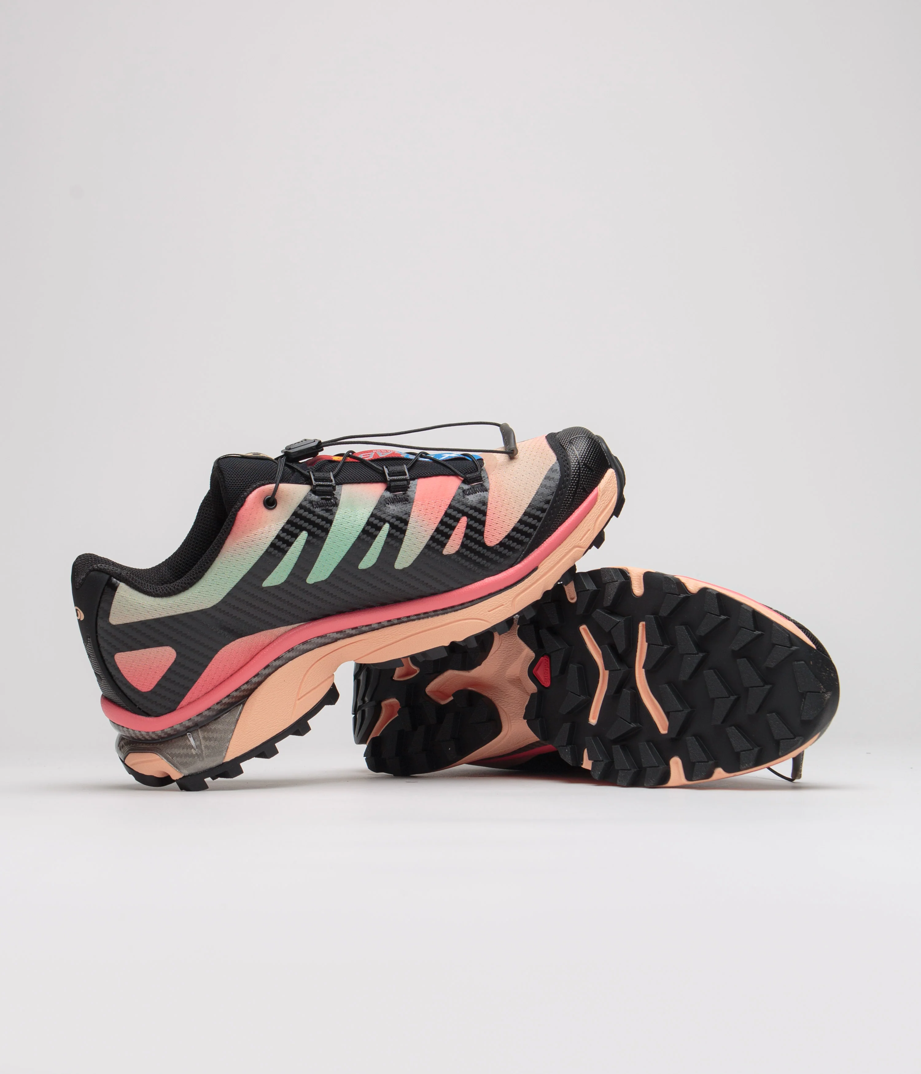 Salomon XT-4 OG Aurora Borealis Shoes - Black / Prairie Sunset / Sugar Coral - Image 5