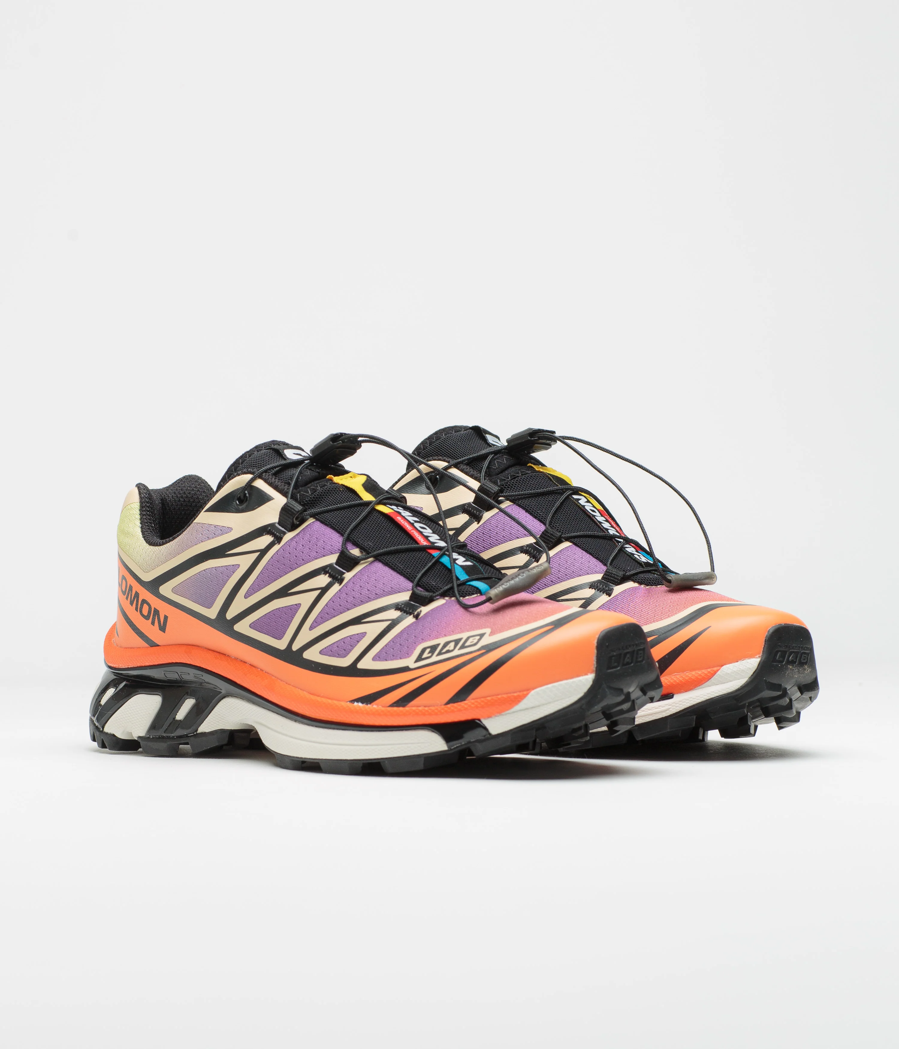 Salomon XT-6 Shoes - Black / Almond Cream / Dragon Fire - Image 2