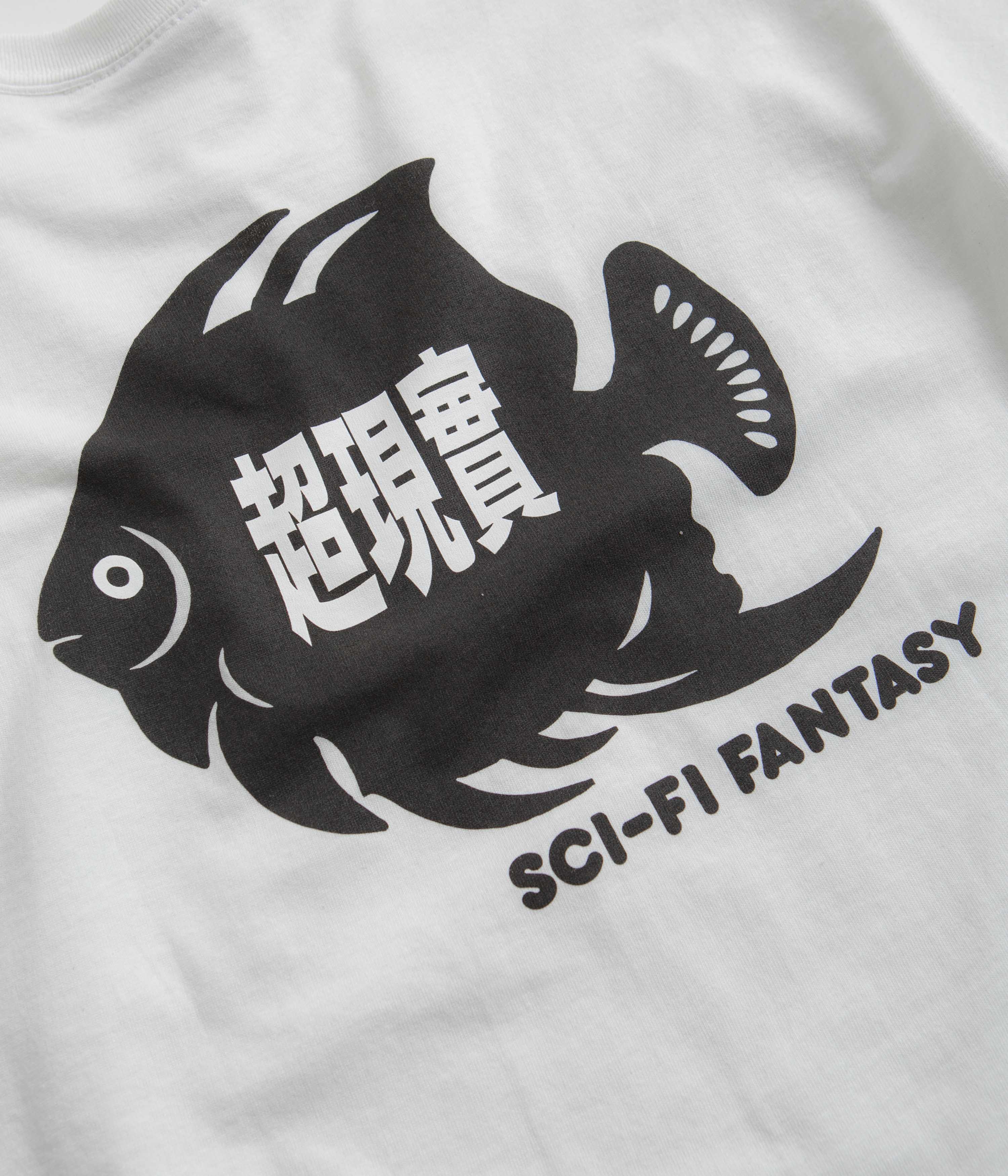 Sci-Fi Fantasy Fish Pocket T-Shirt - White - Image 5