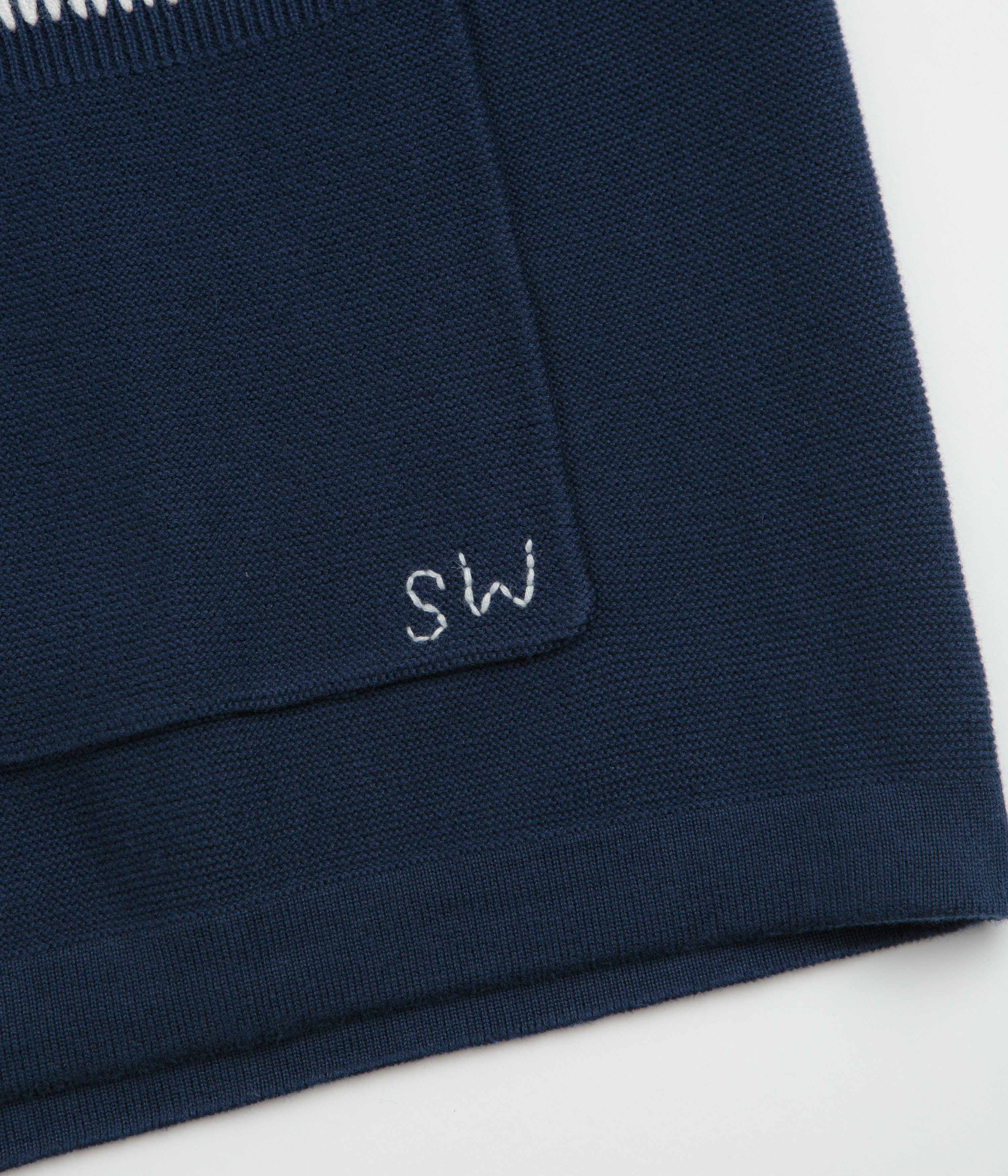 Service Works Blanket Stitch Knit Short Sleeve Shirt - Navy - Image 4