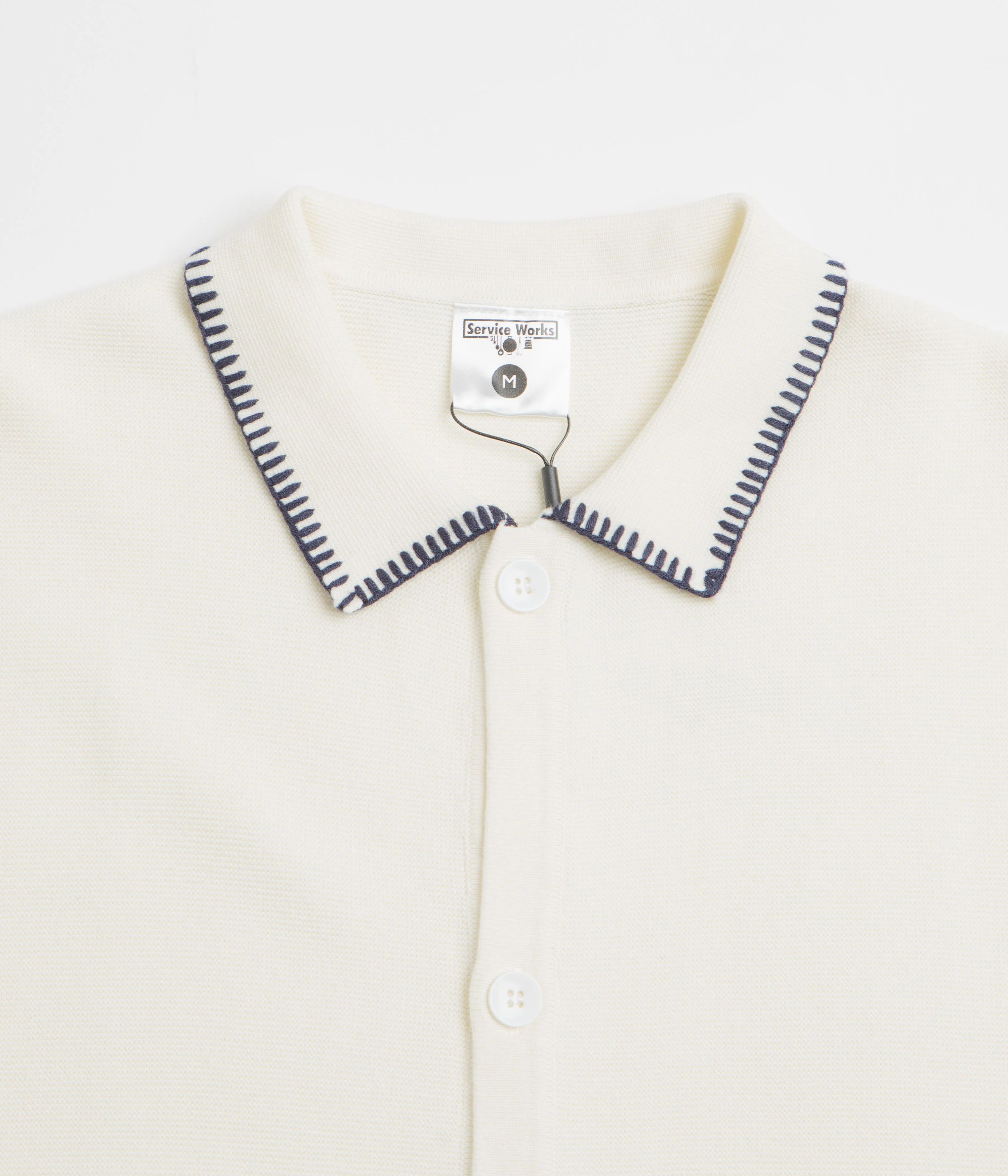 Service Works Blanket Stitch Knit Short Sleeve Shirt - Off-White - Image 3