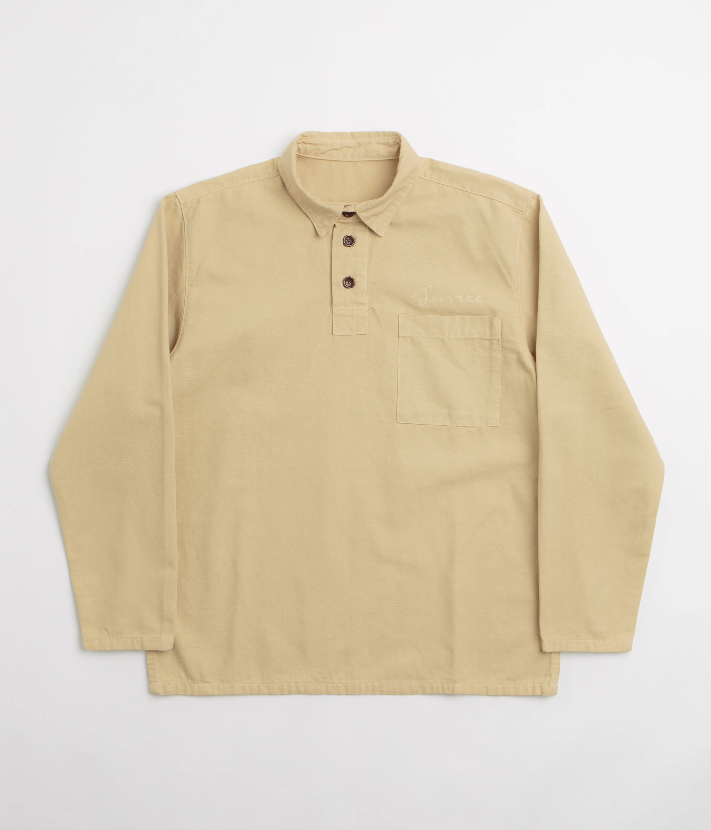 Service Works Canvas Script Popover Shirt - Pale Khaki