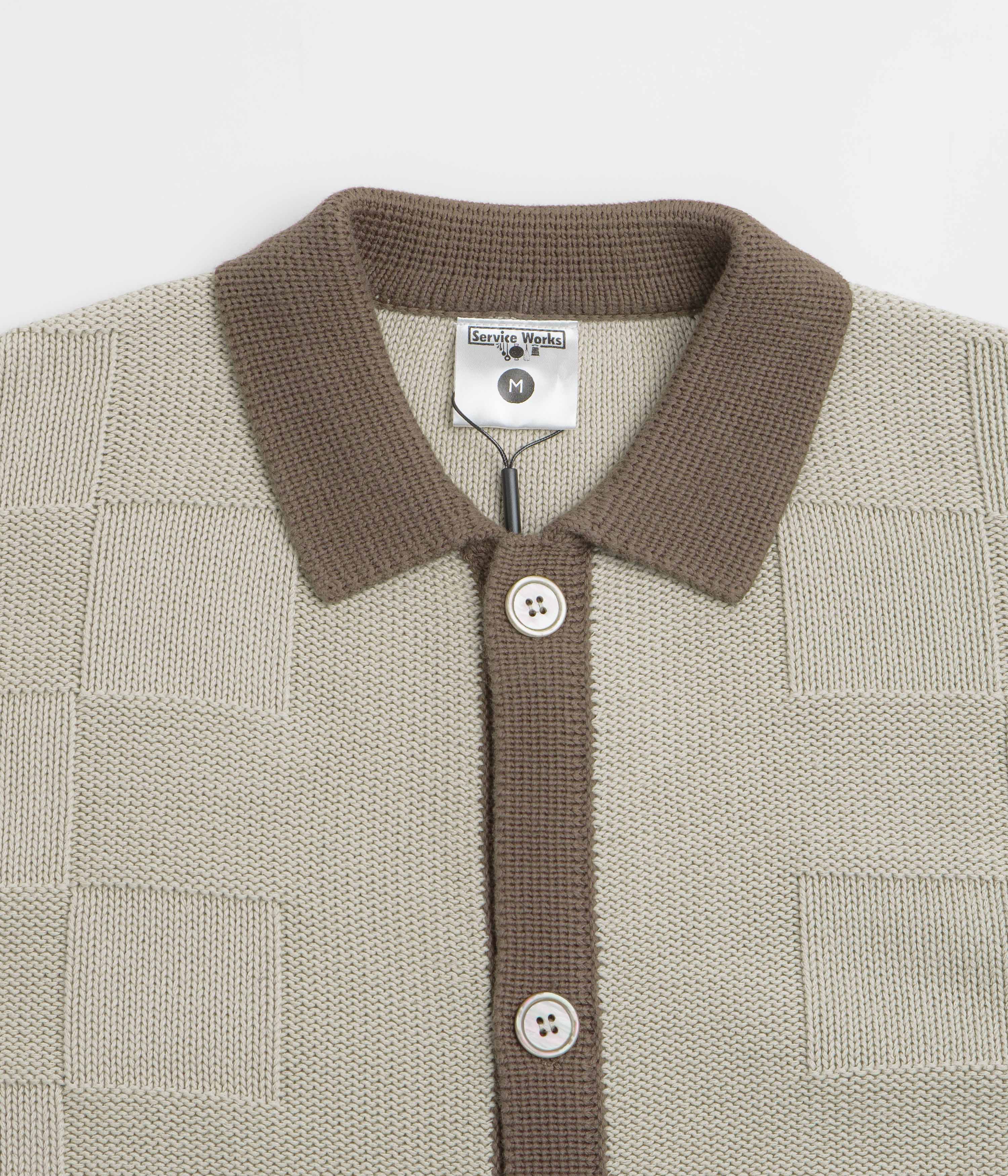 Service Works Check Panel Cardigan - Mushroom - Image 4