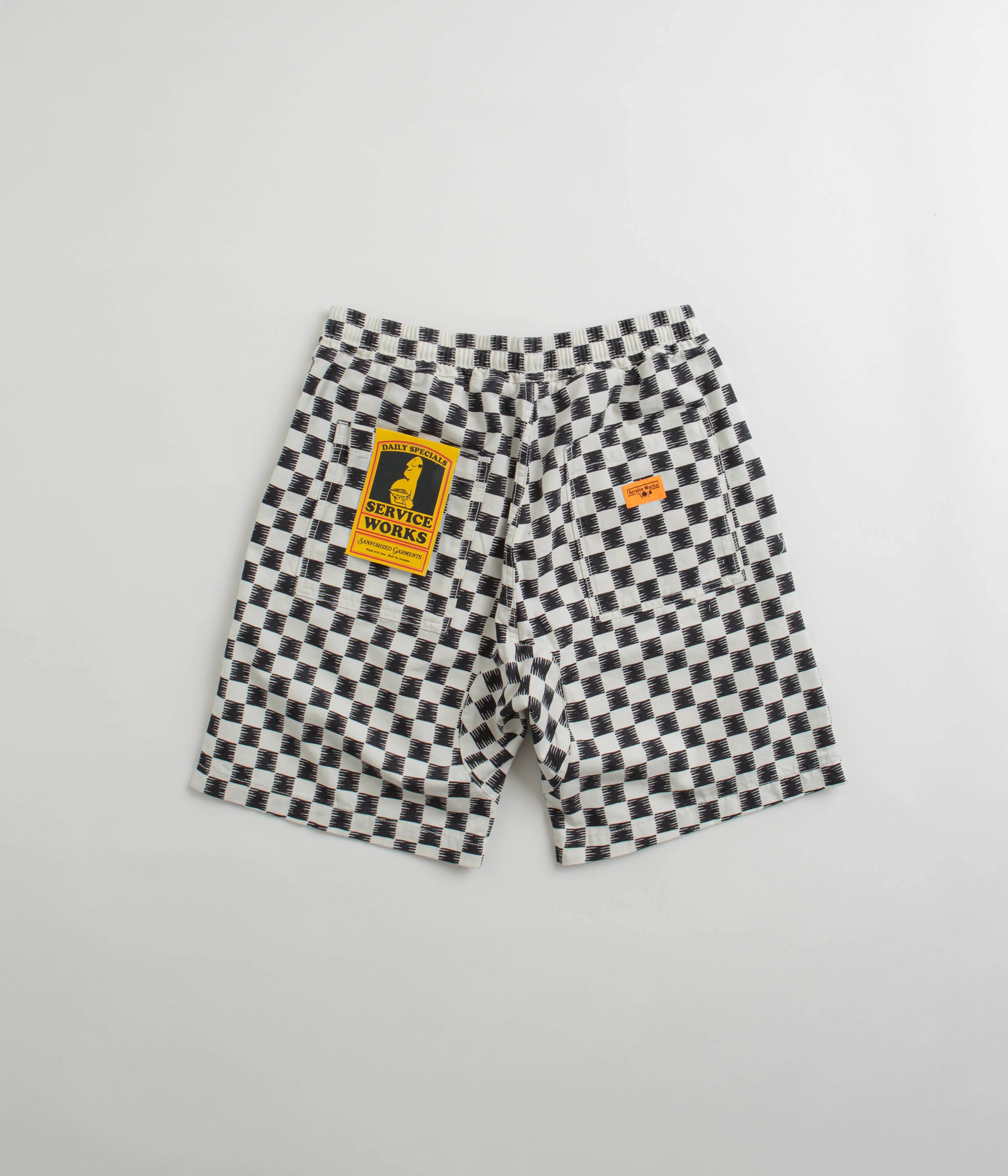 Service Works Classic Chef Shorts - Black / White Checker - Image 3