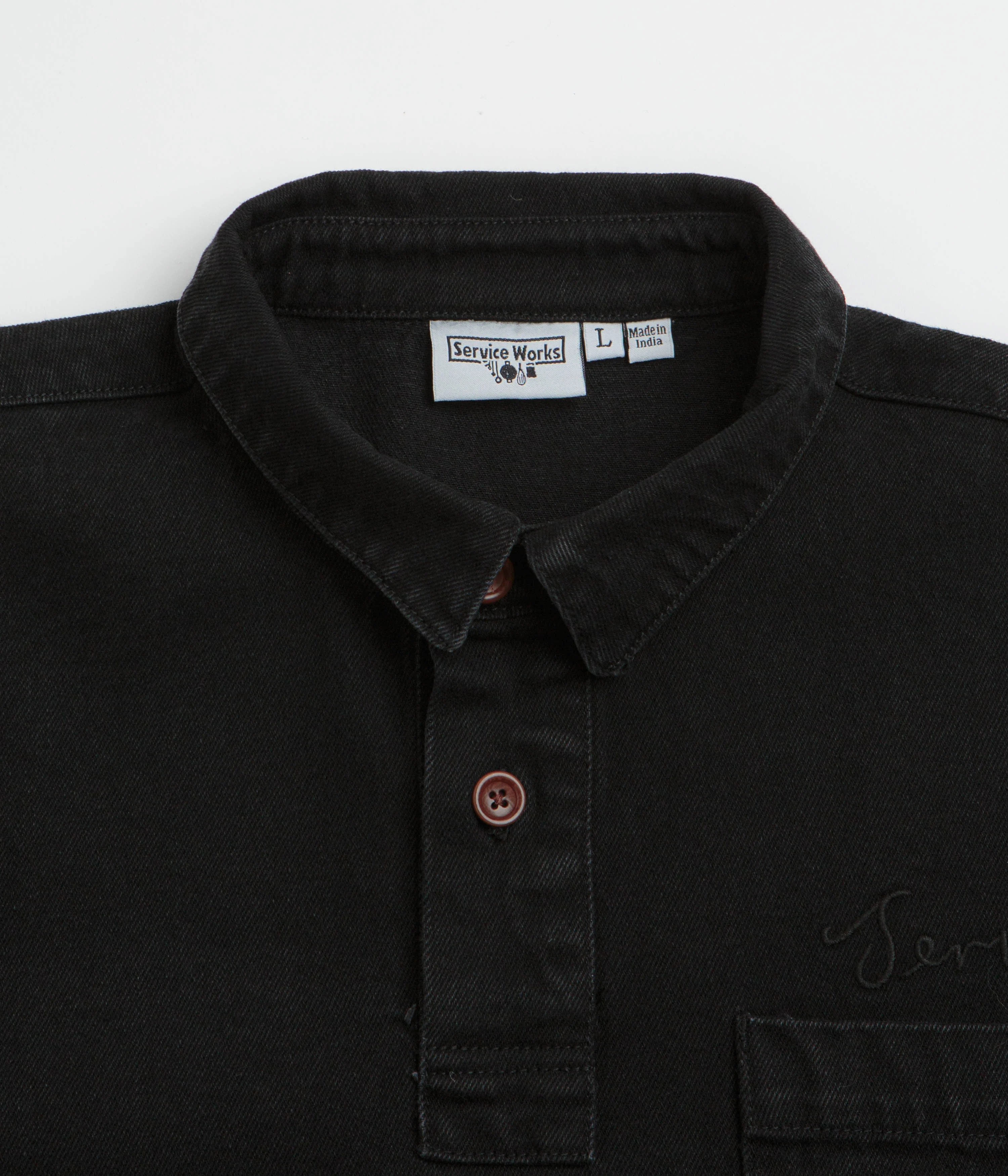 Service Works Denim Script Popover Shirt - Dark Wash - Image 2