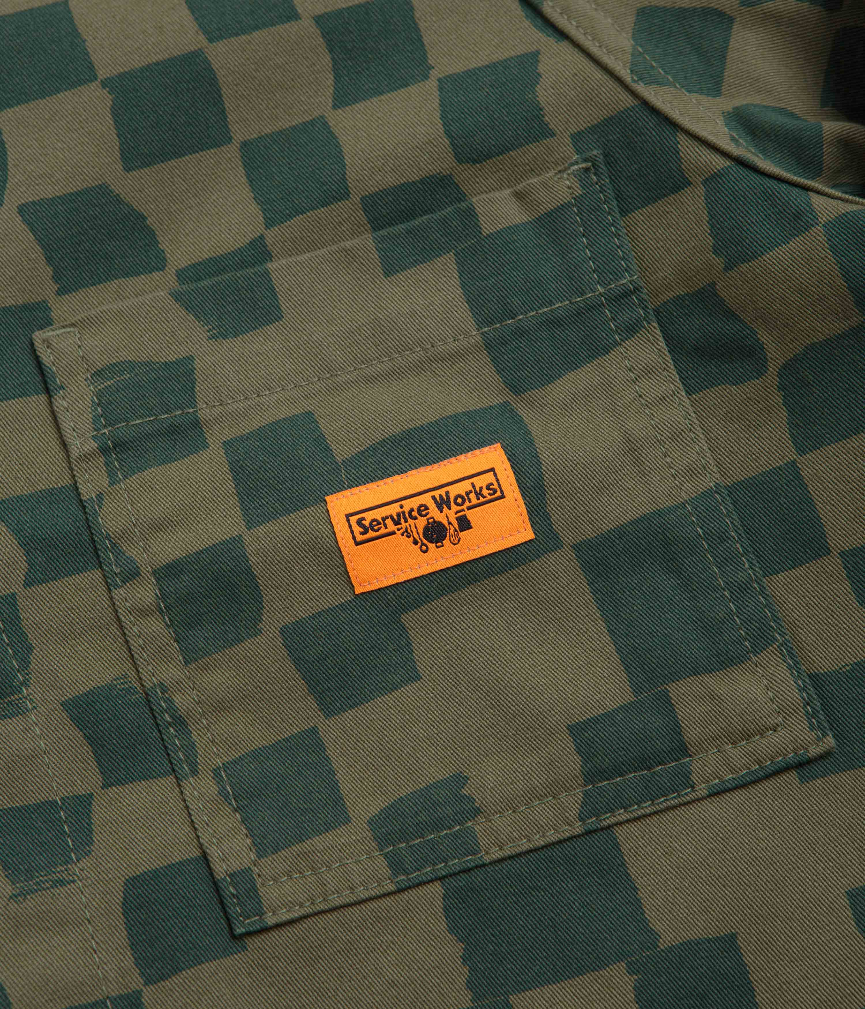 Service Works Drill Printed FOH Jacket - Olive Checker - Image 4