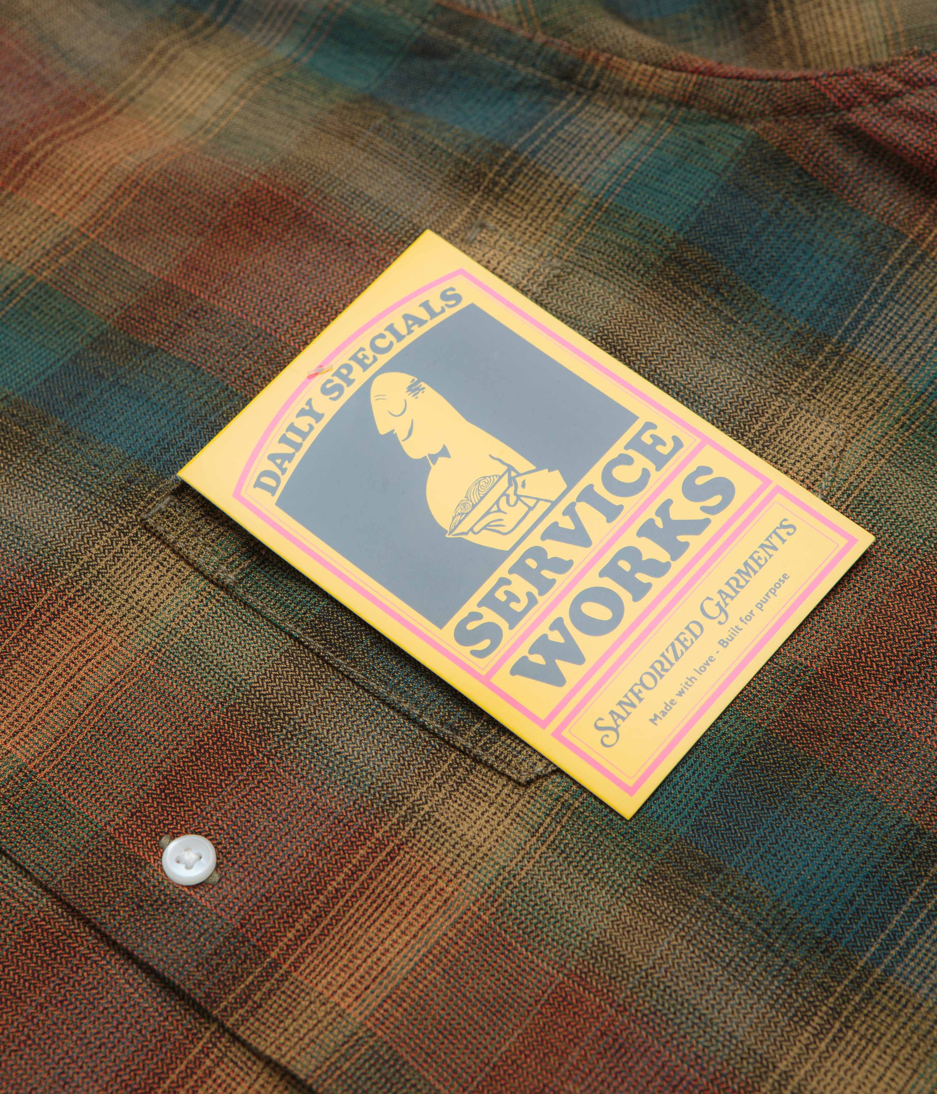 Service Works Plaid Resort Short Sleeve Shirt - Brown - Image 3