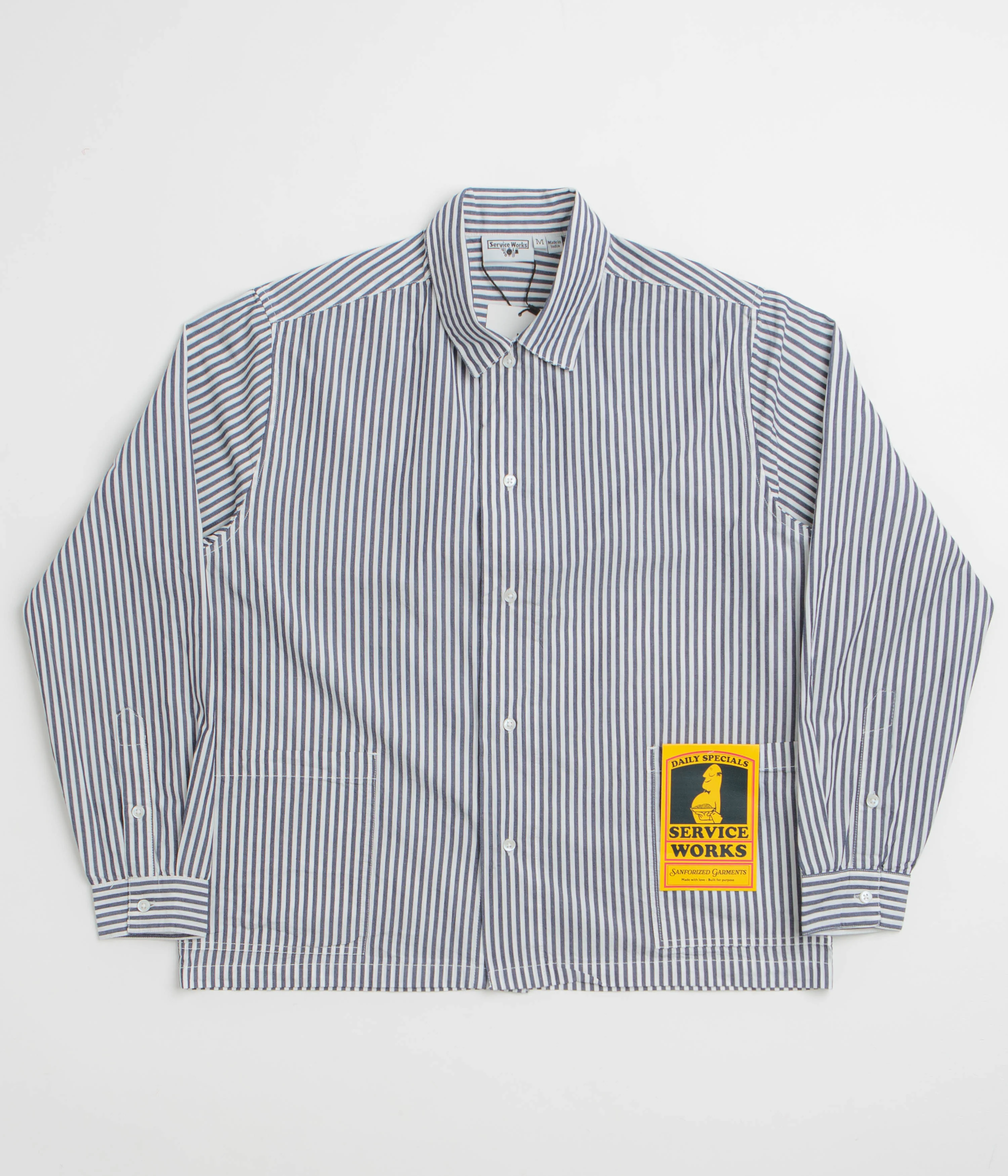 Service Works Poplin Stripe Waiter Shirt - Royal