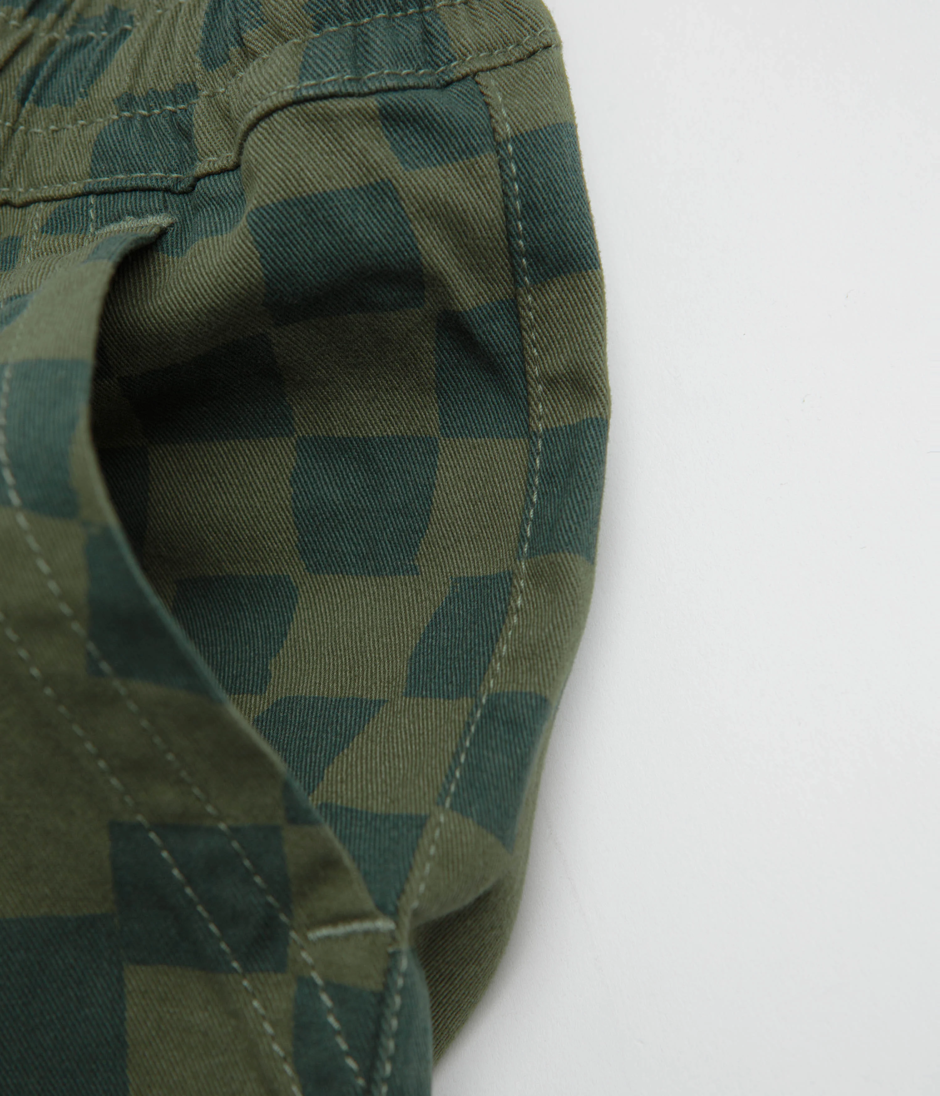 Service Works Printed Chef Shorts - Olive Checker - Image 4