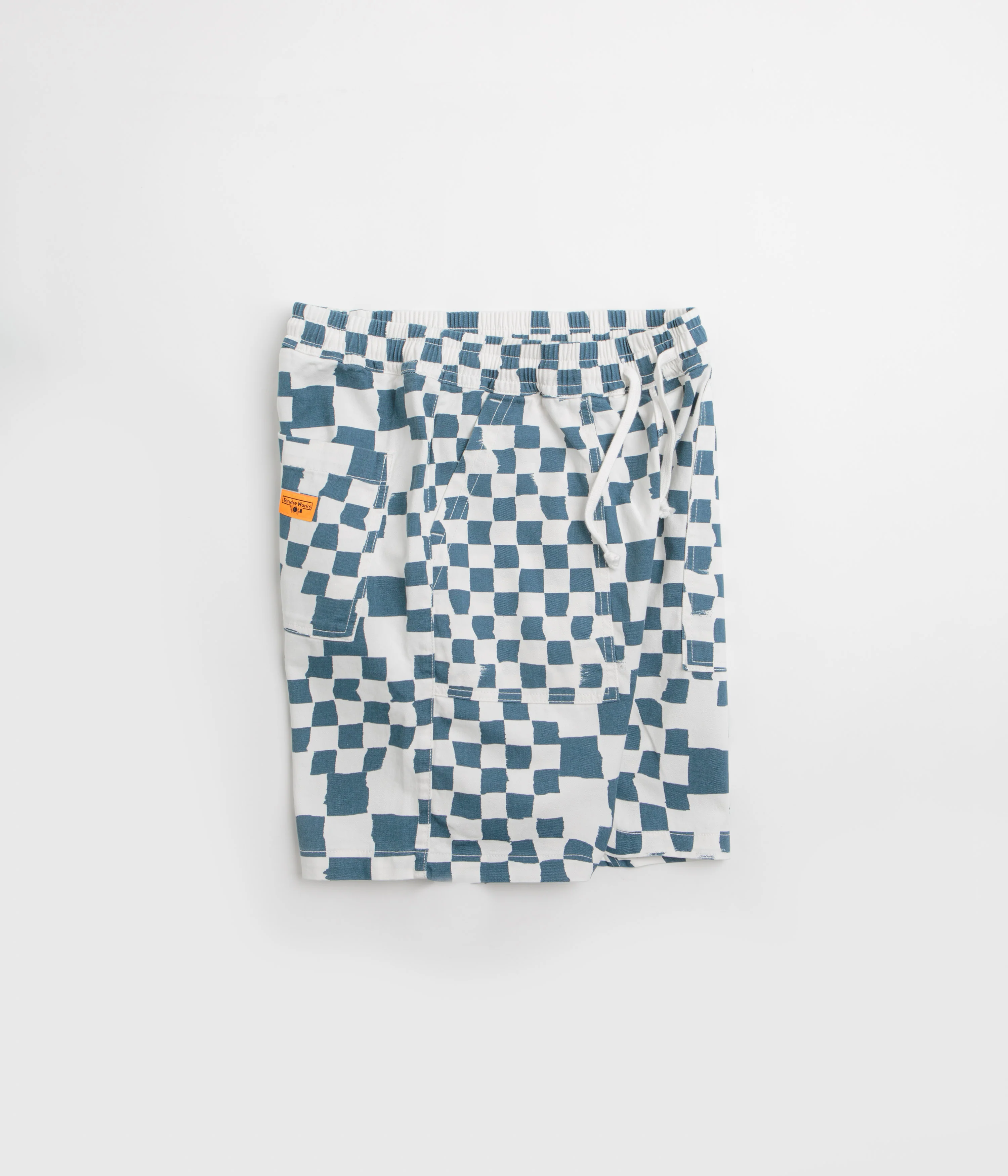 Service Works Printed Chef Shorts - Teal Checker - Image 2