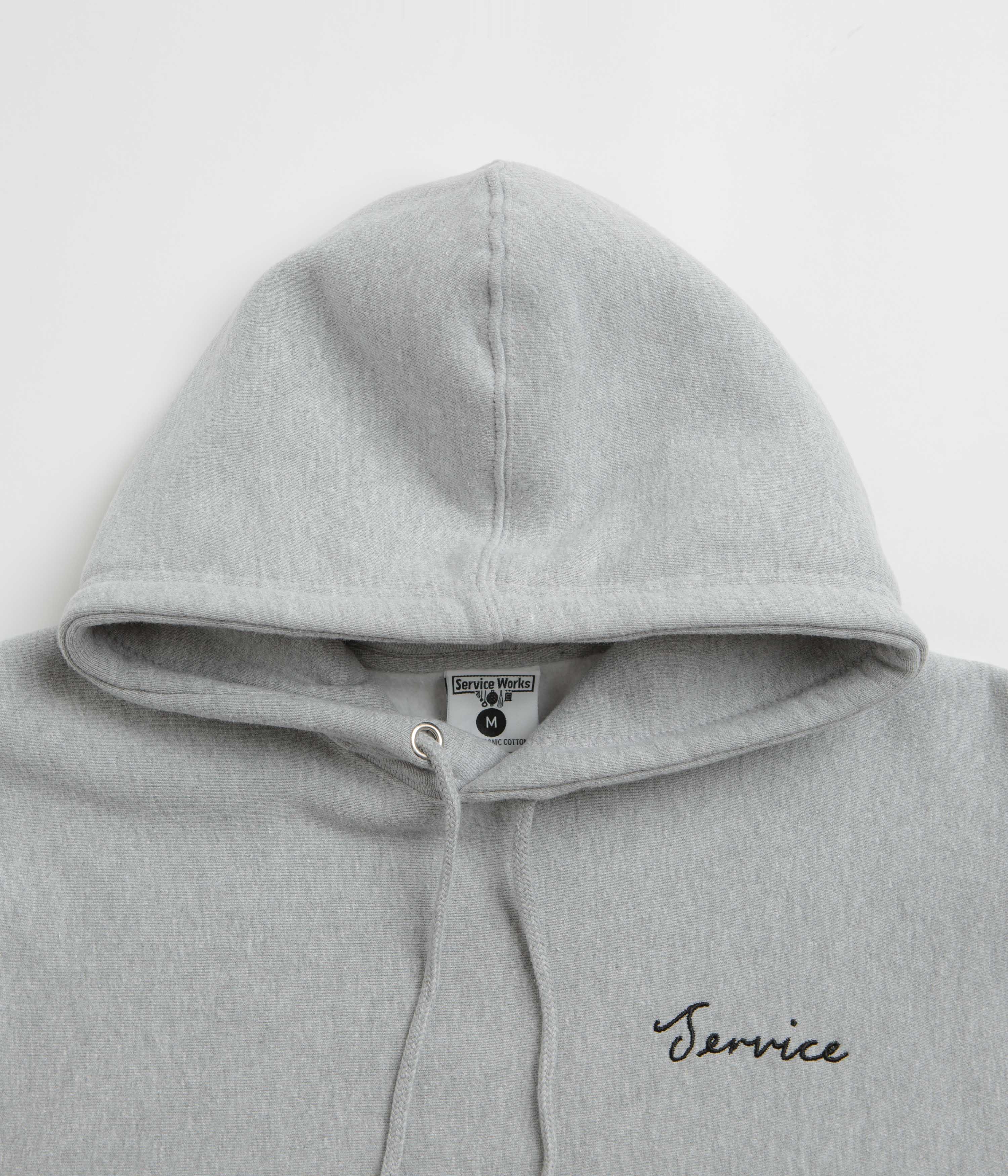Service Works Script Logo Hoodie - Marl Grey - Image 4