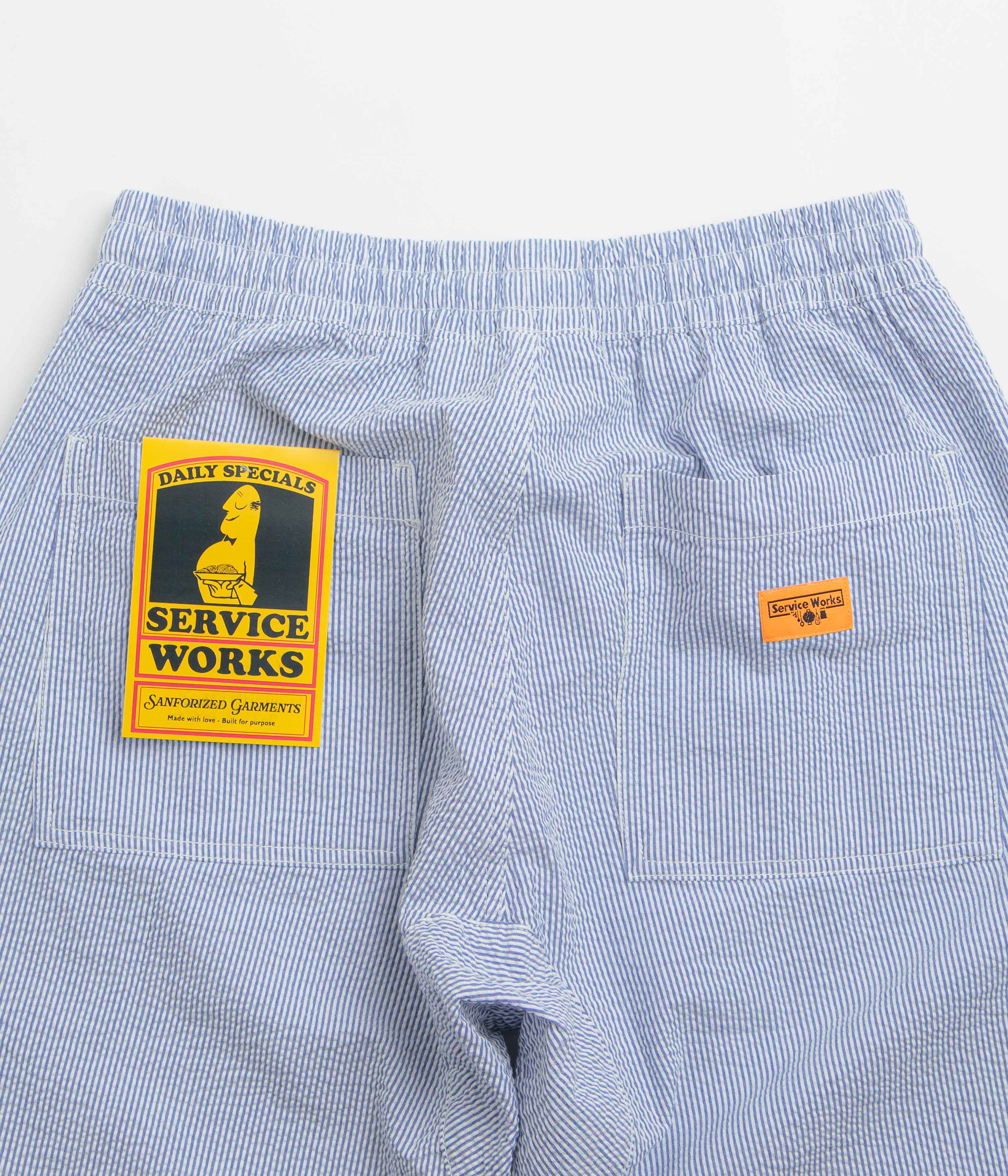 Service Works Seersucker Chef Shorts - Navy Stripe - Image 5