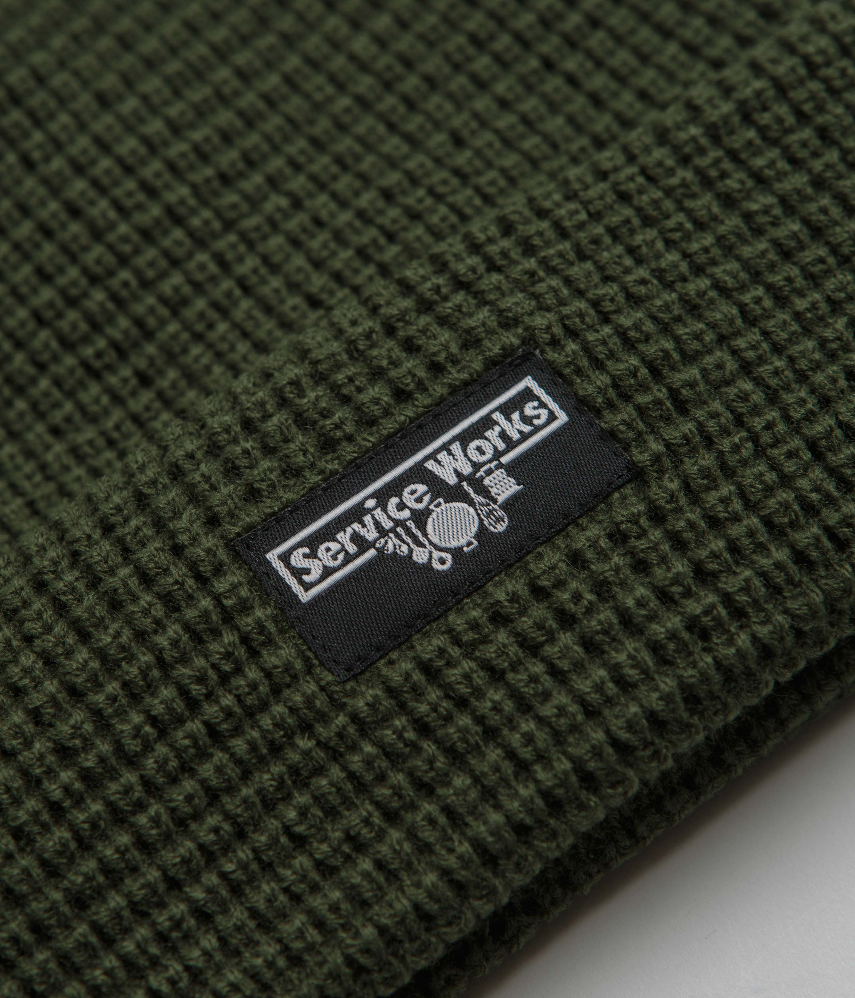 Service Works Waffle Logo Beanie - Olive - Image 2