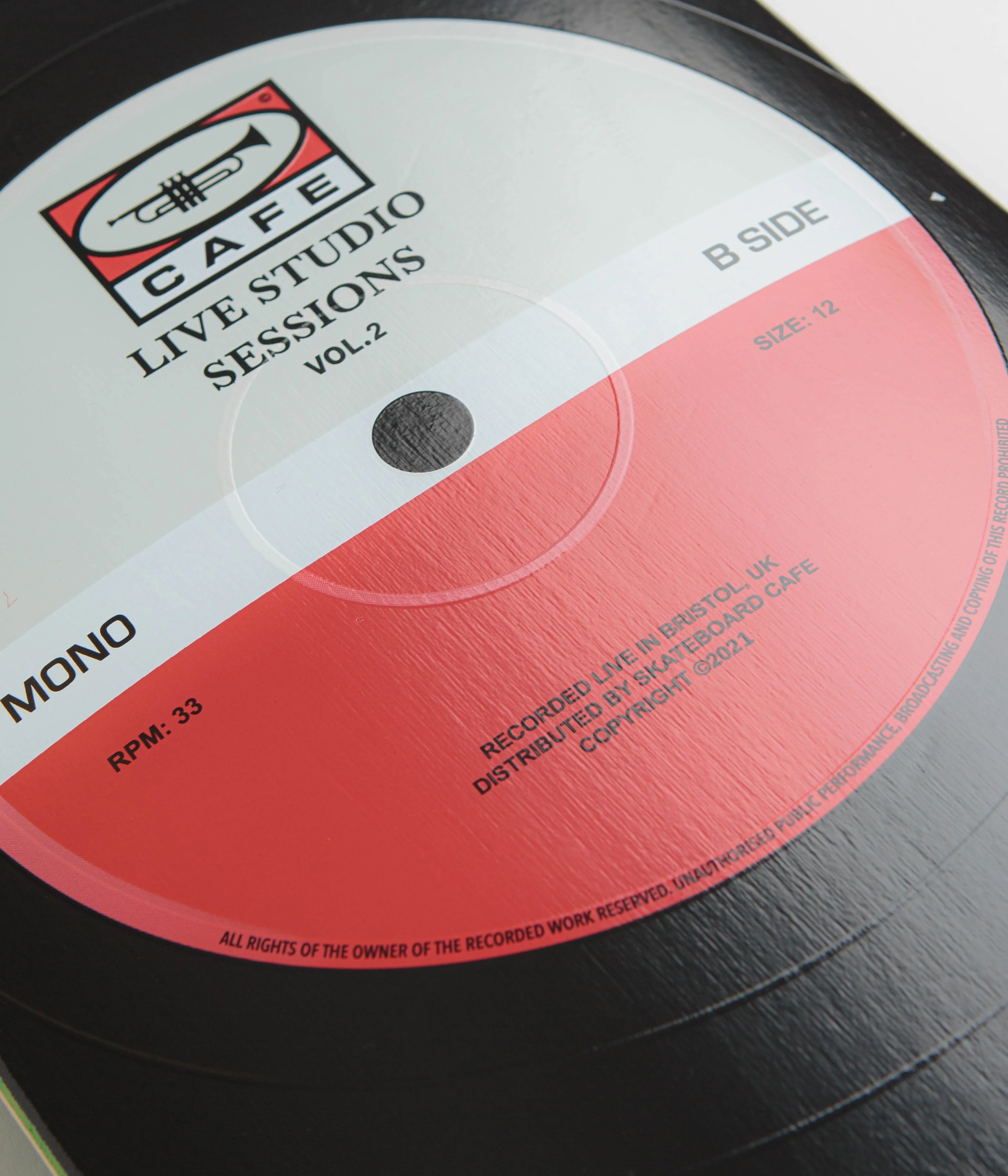 Skateboard Cafe 2021 Retro Edition 45 Classic Shape Deck - Grey / Cardinal - 8.5" - Image 4