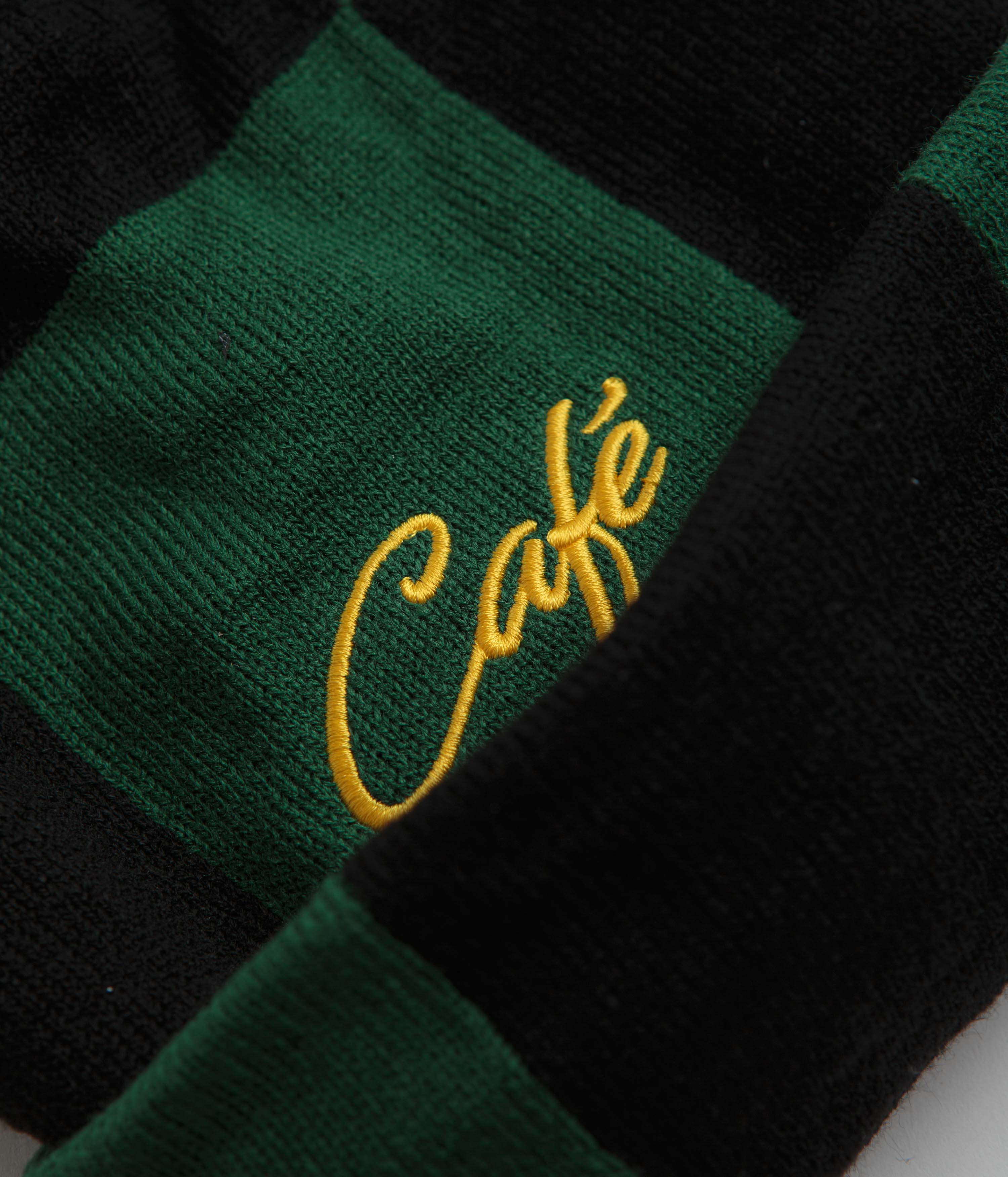 Skateboard Cafe Check Fold Beanie - Forest Green / Black / Gold - Image 2