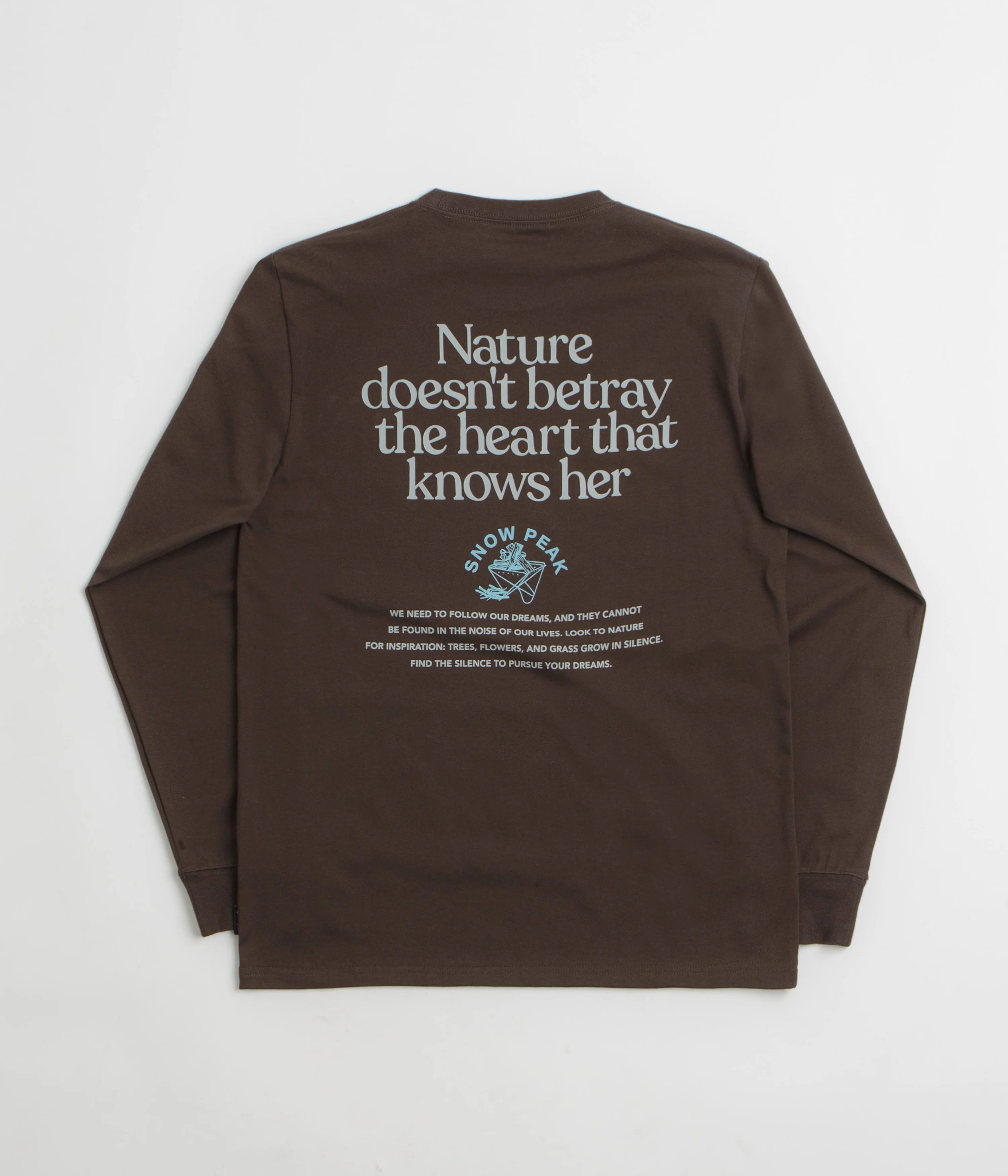 Snow Peak Living With Nature Long Sleeve T-Shirt - Dark Brown - Image 2