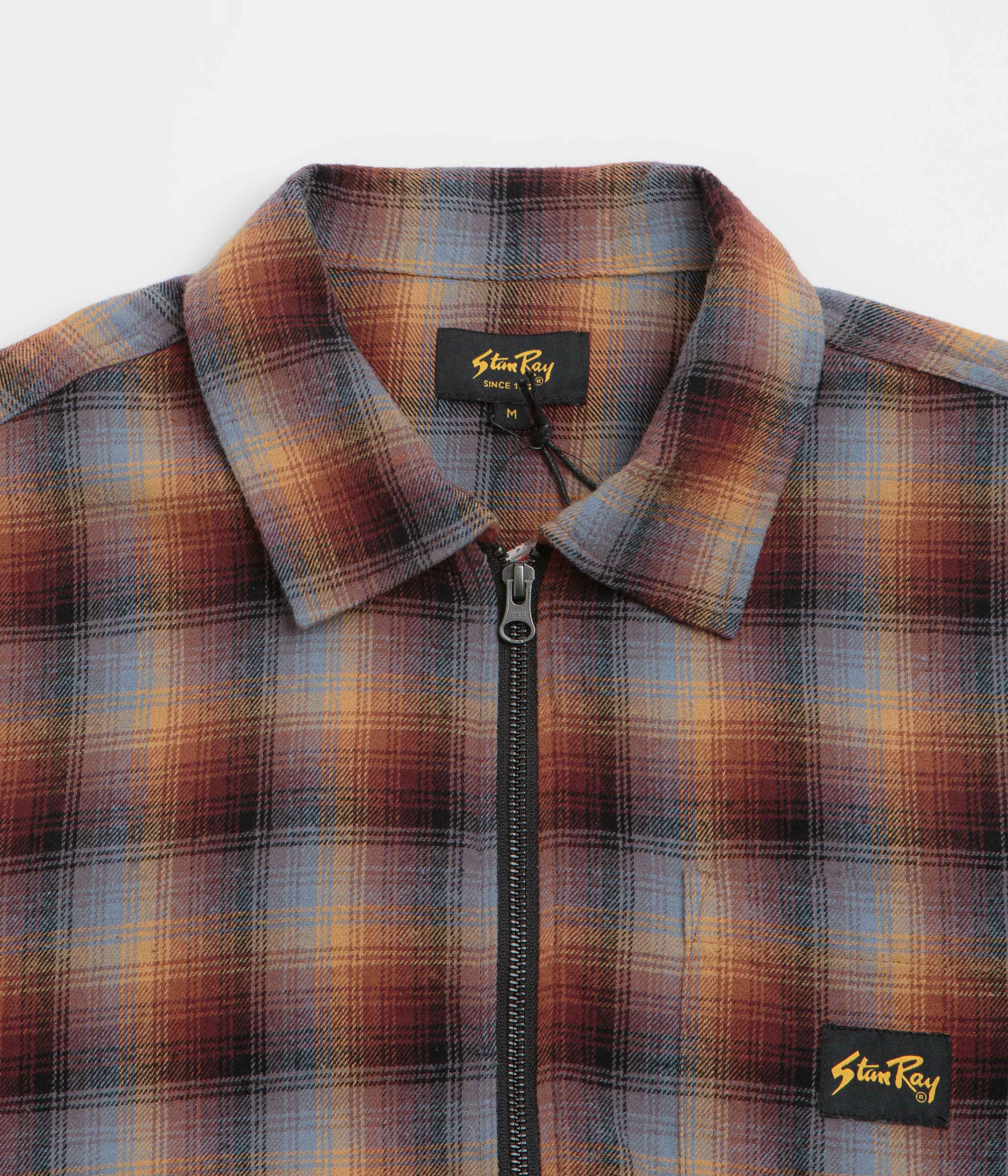 Stan Ray Zip Shirt - Brown / Blue Plaid - Image 3