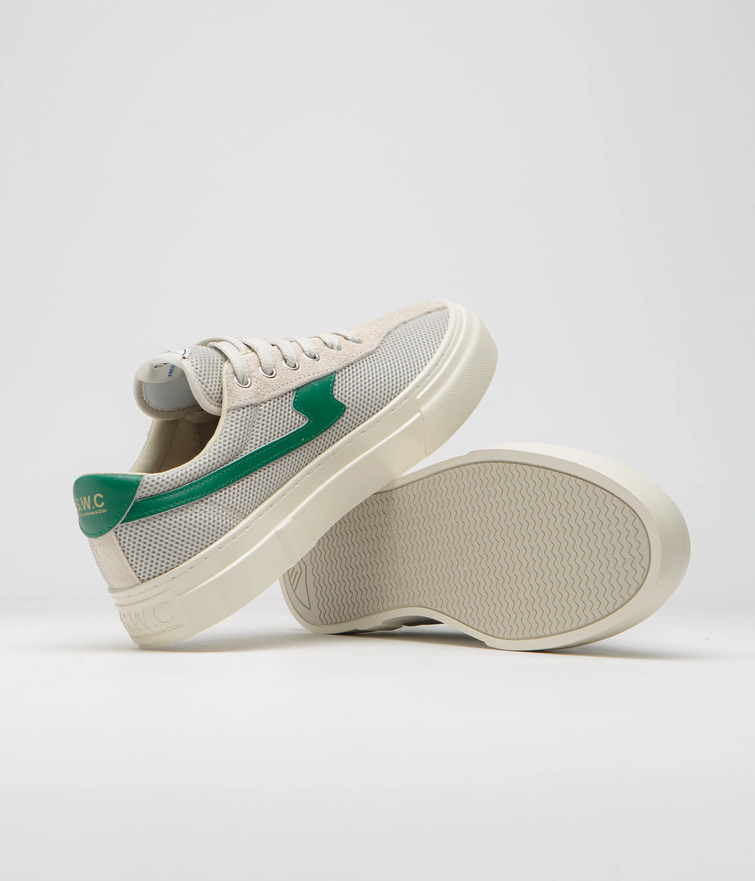 Stepney Workers Club Dellow S-Strike Cup Tennis Mesh Shoes - Ecru / Green - Image 5