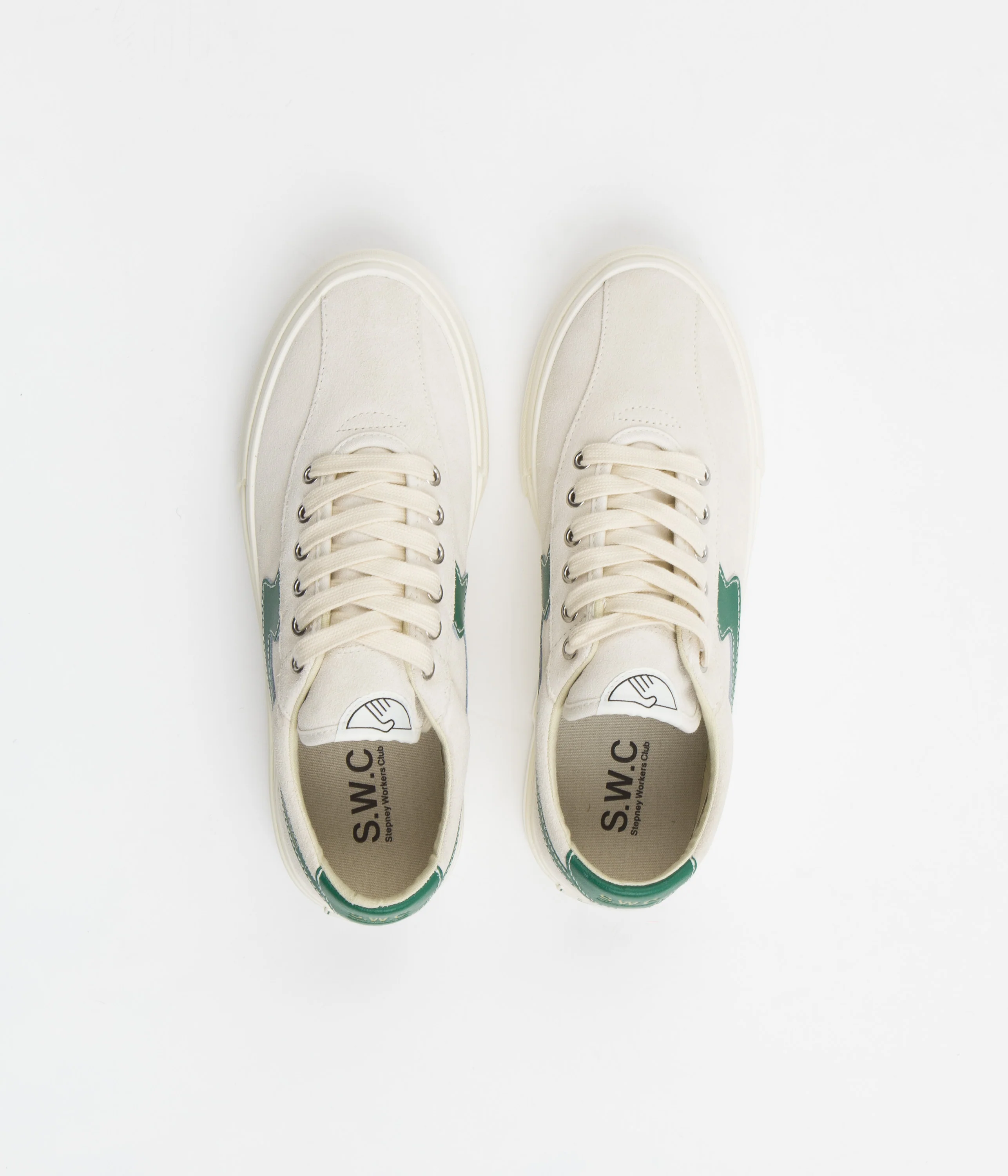 Stepney Workers Club Dellow S-Strike Suede Shoes - Ecru / Green - Image 7