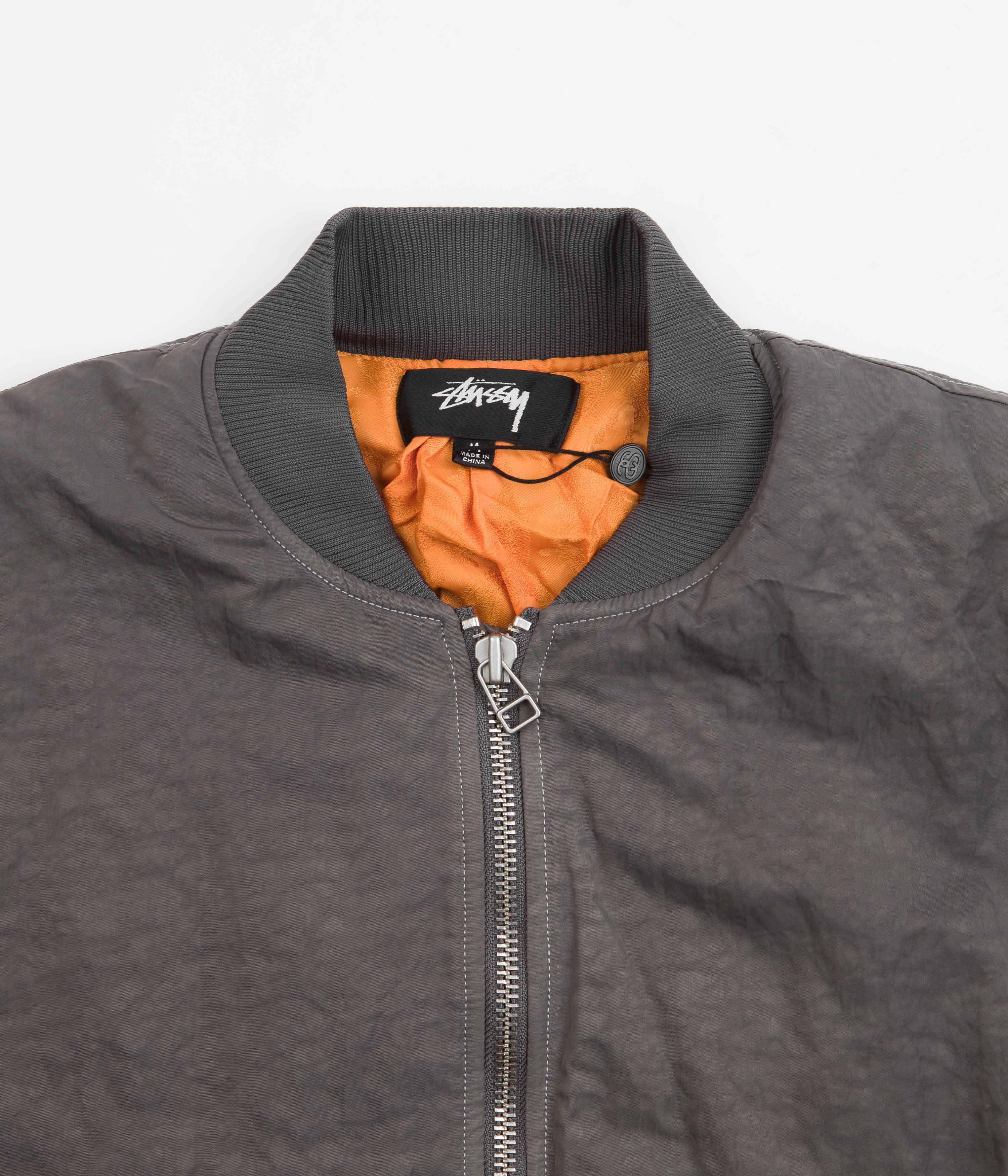 Stussy Dyed Nylon Bomber Jacket - Charcoal - Image 3