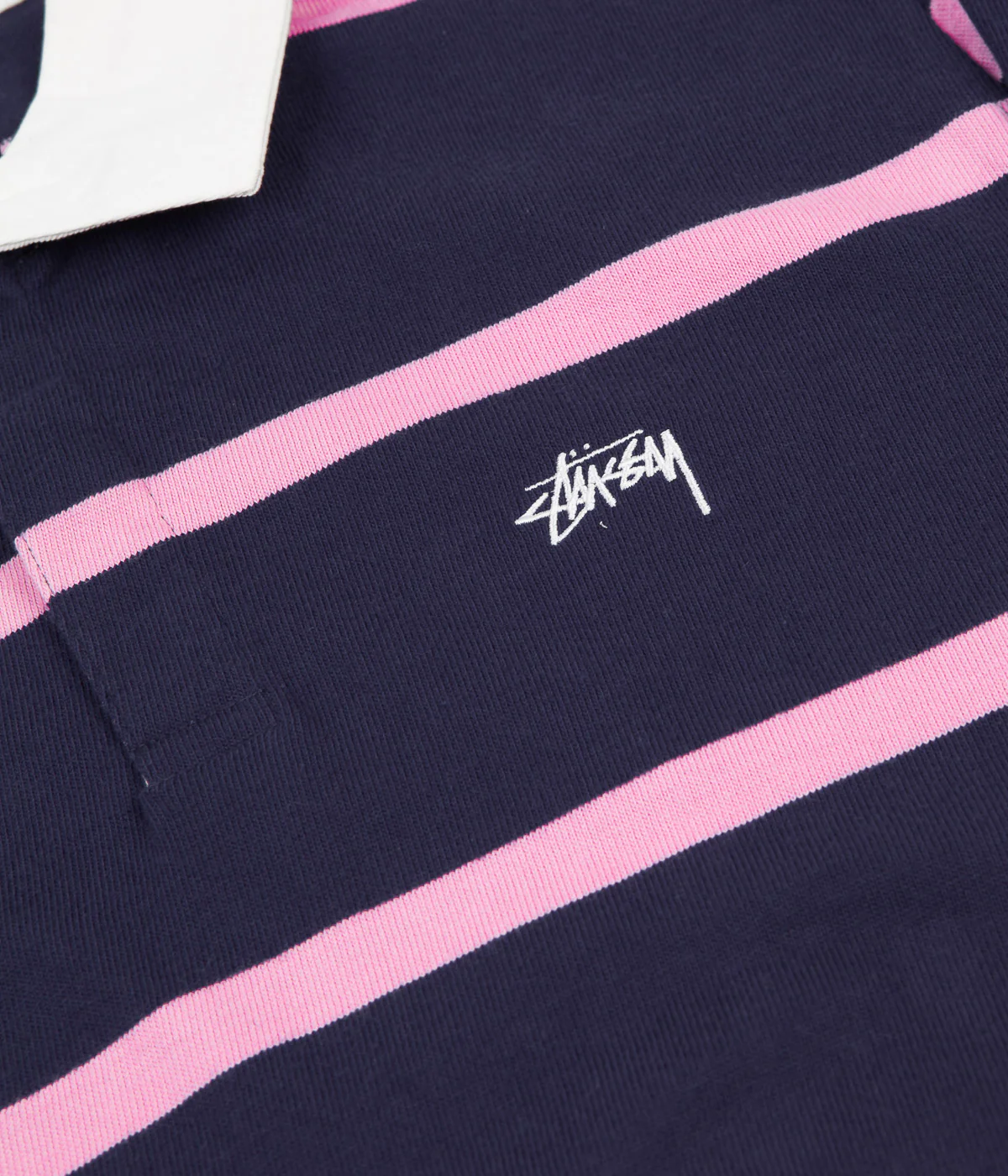 Stussy Hill Stripe Long Sleeve Rugby Shirt - Navy - Image 2