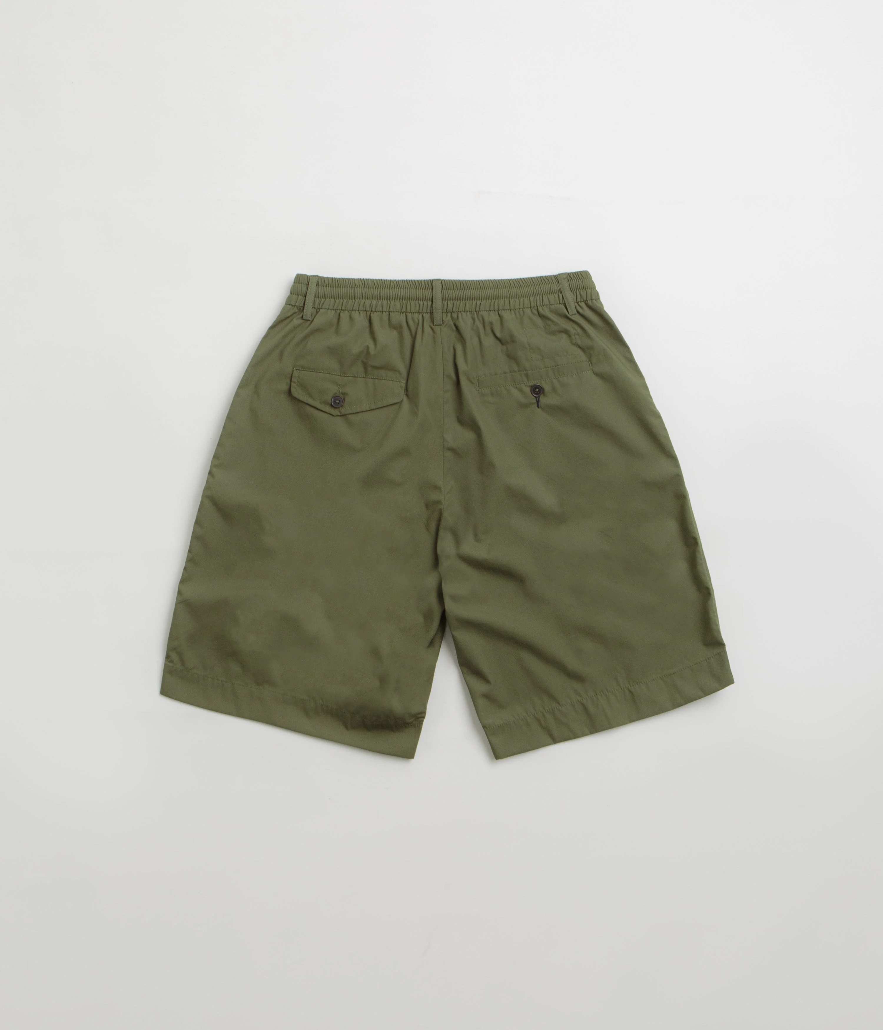 Universal Works Pleated Track Shorts - Olive - Image 2