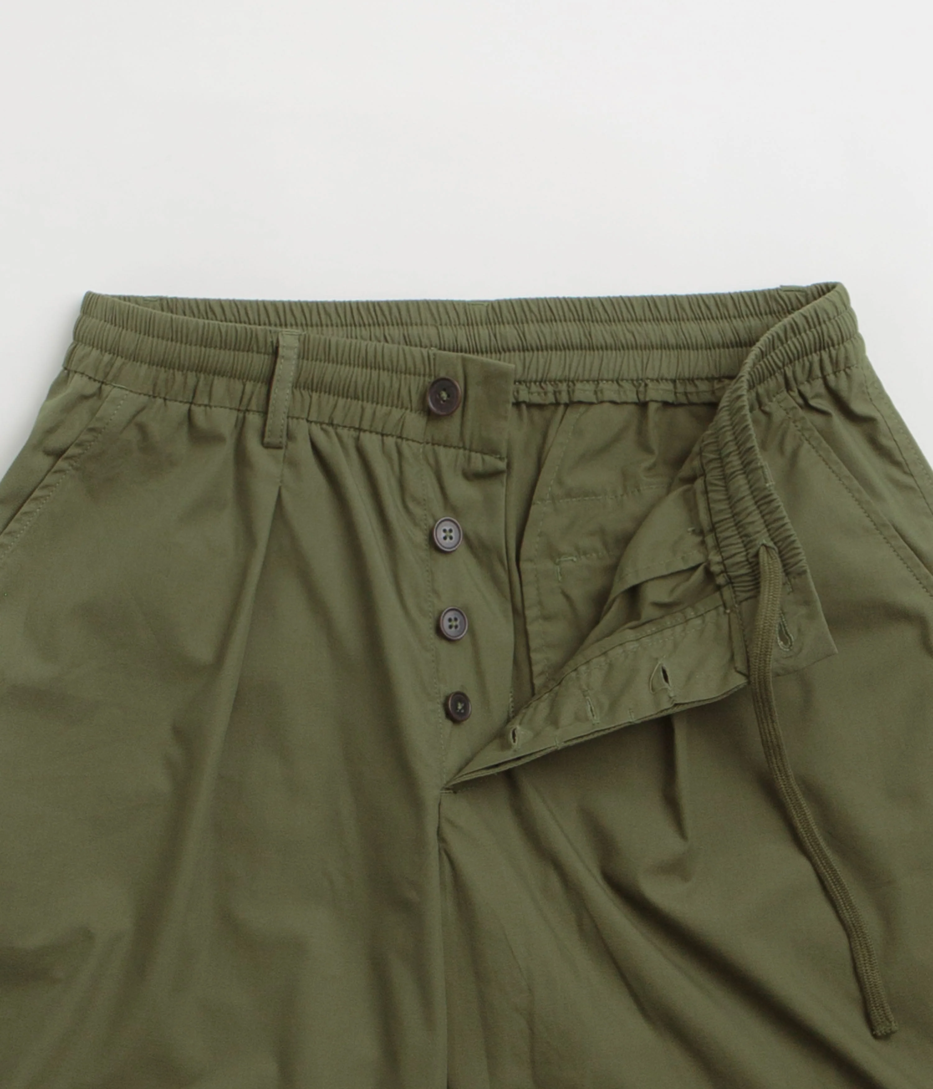 Universal Works Pleated Track Shorts - Olive - Image 4