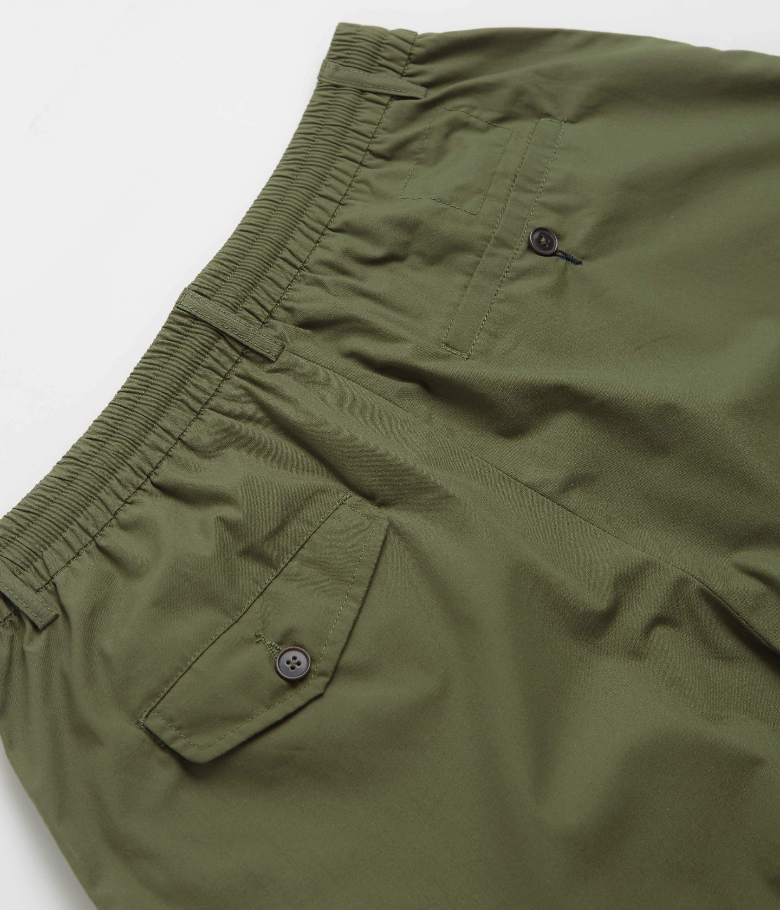 Universal Works Pleated Track Shorts - Olive - Image 5