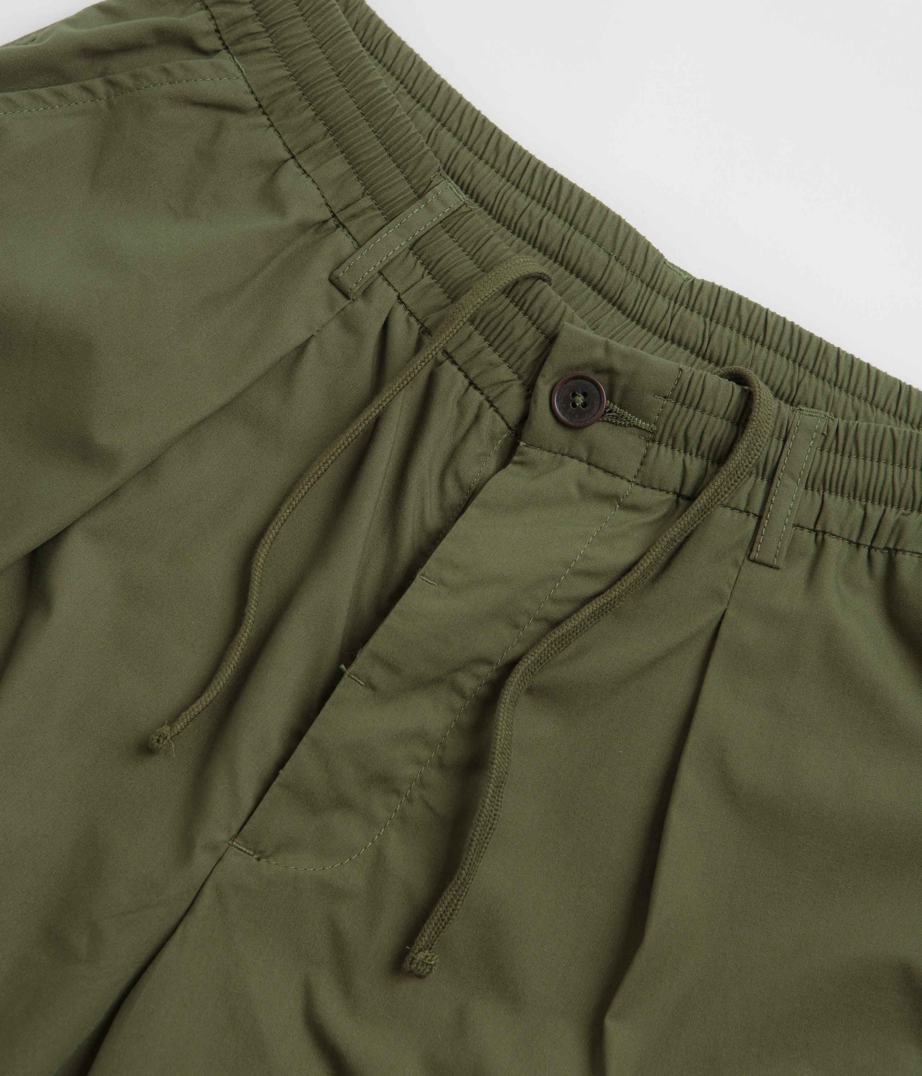 Universal Works Pleated Track Shorts - Olive - Image 6