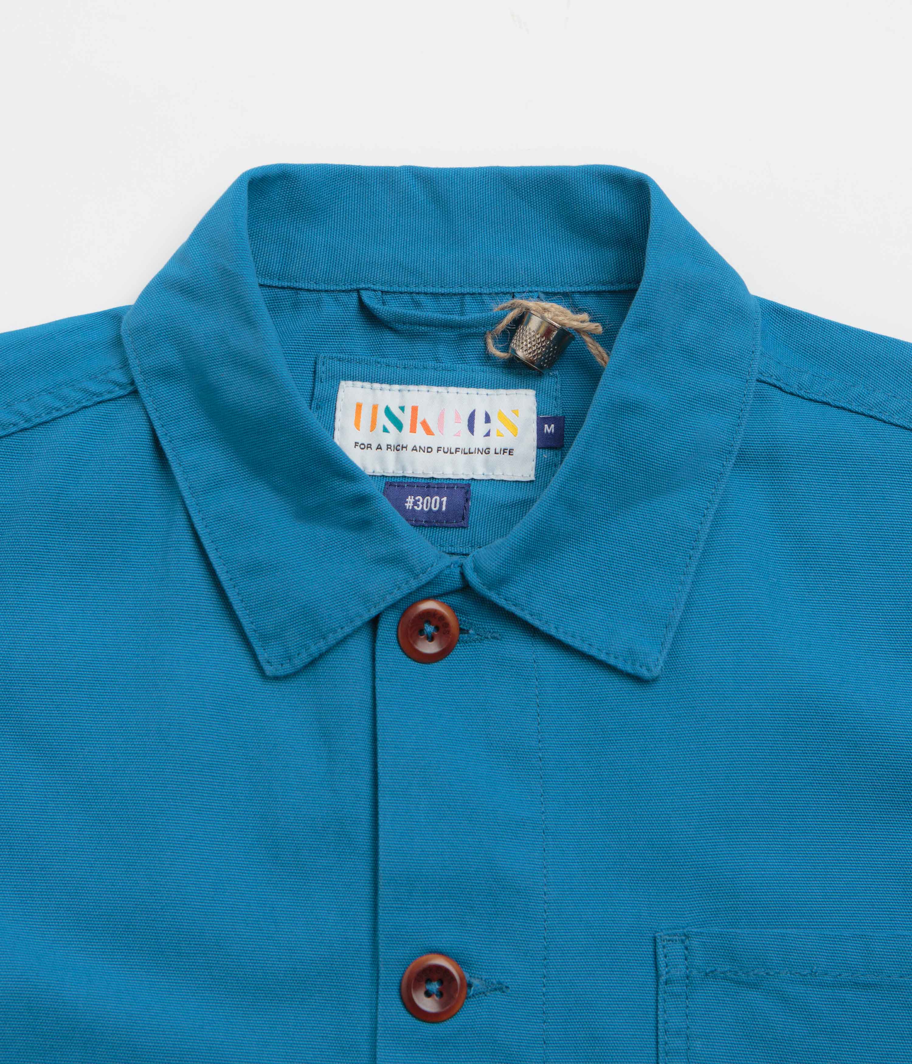Uskees 3001 Buttoned Overshirt - Bright Blue - Image 3
