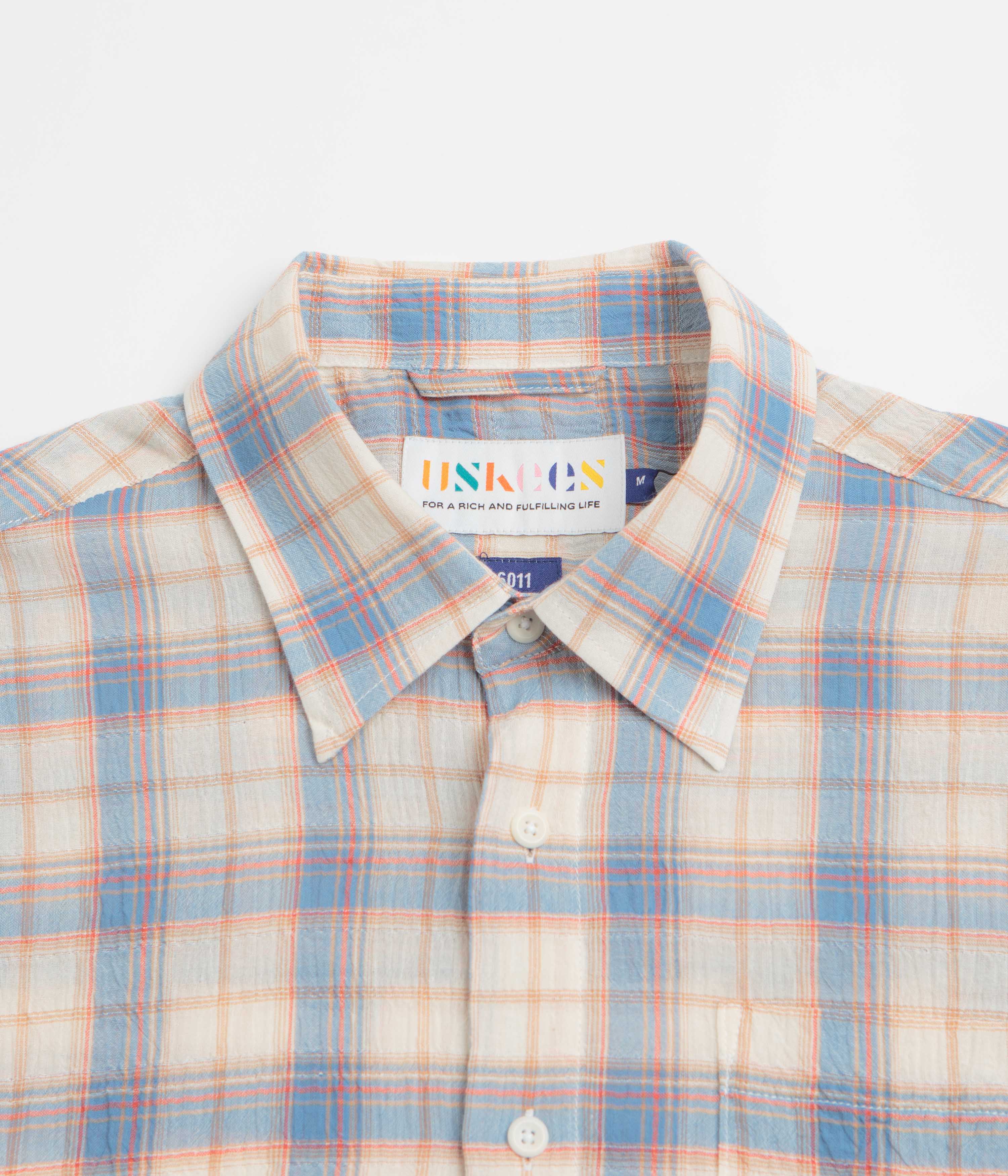 Uskees 6011 Timber Leah Seersucker Shirt - Blue Pebble Plaid - Image 2