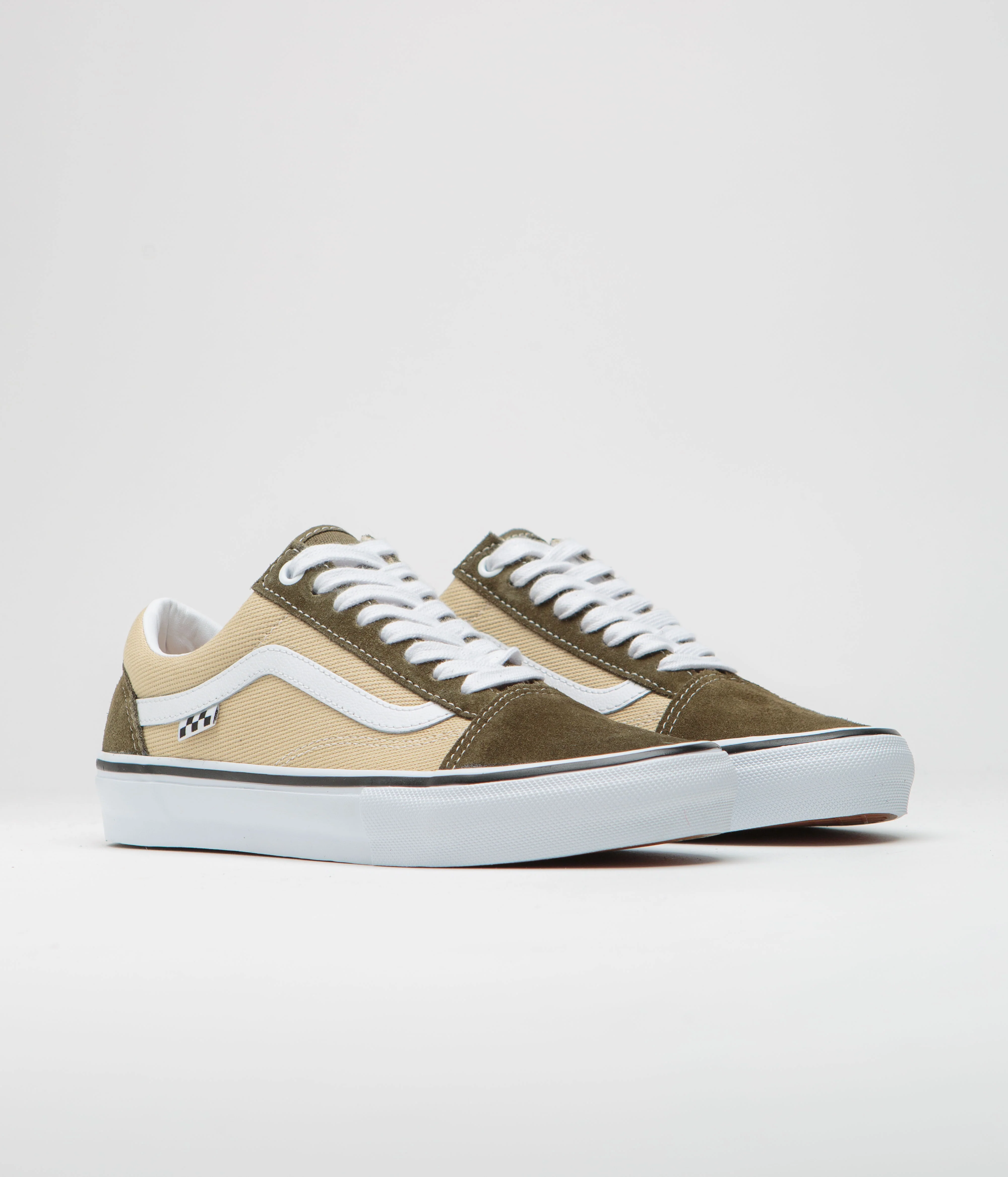 Vans Old Skool Shoes - Dark Olive / White - Image 2
