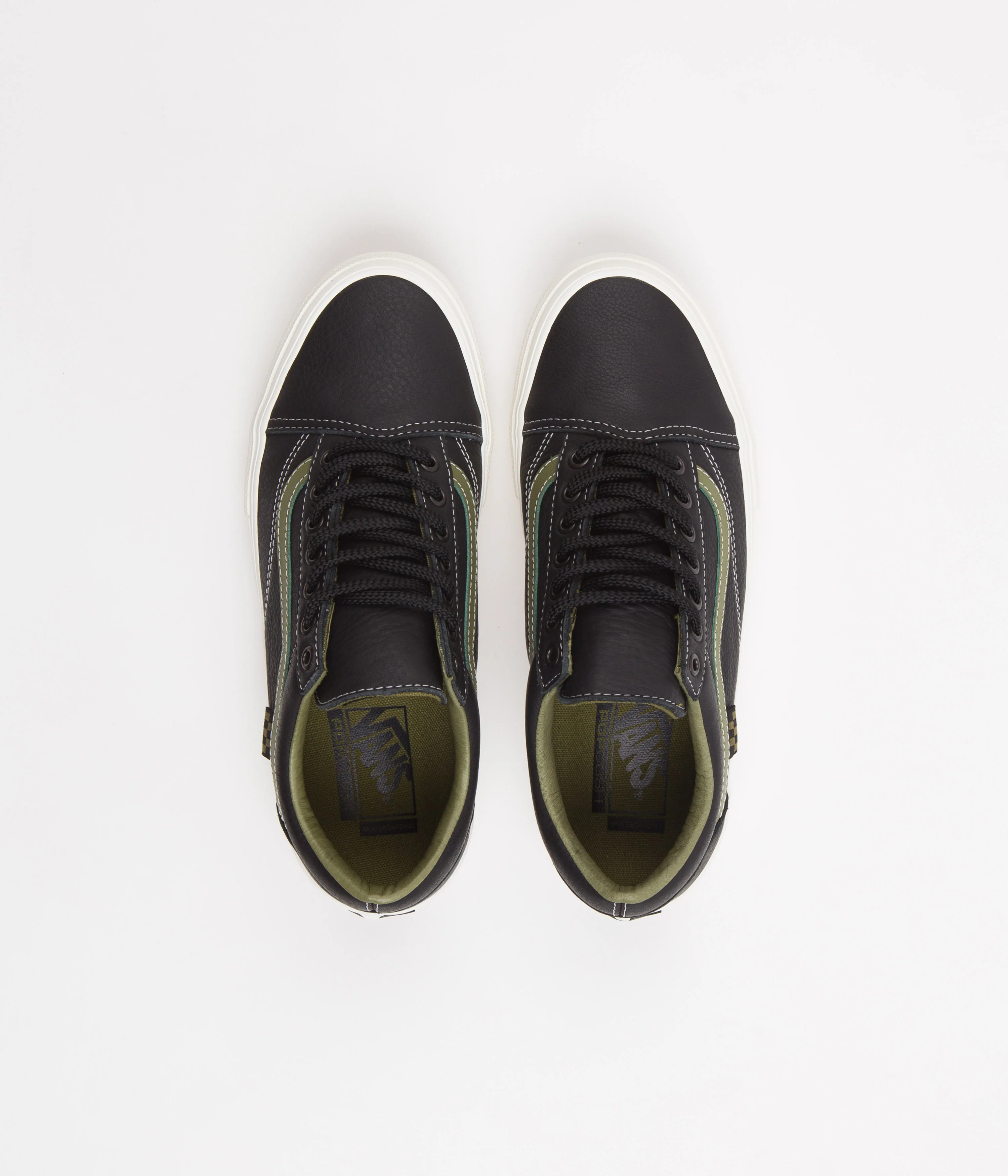 Vans Skate Old Skool Shoes - Butter Leather Black / Green - Image 7