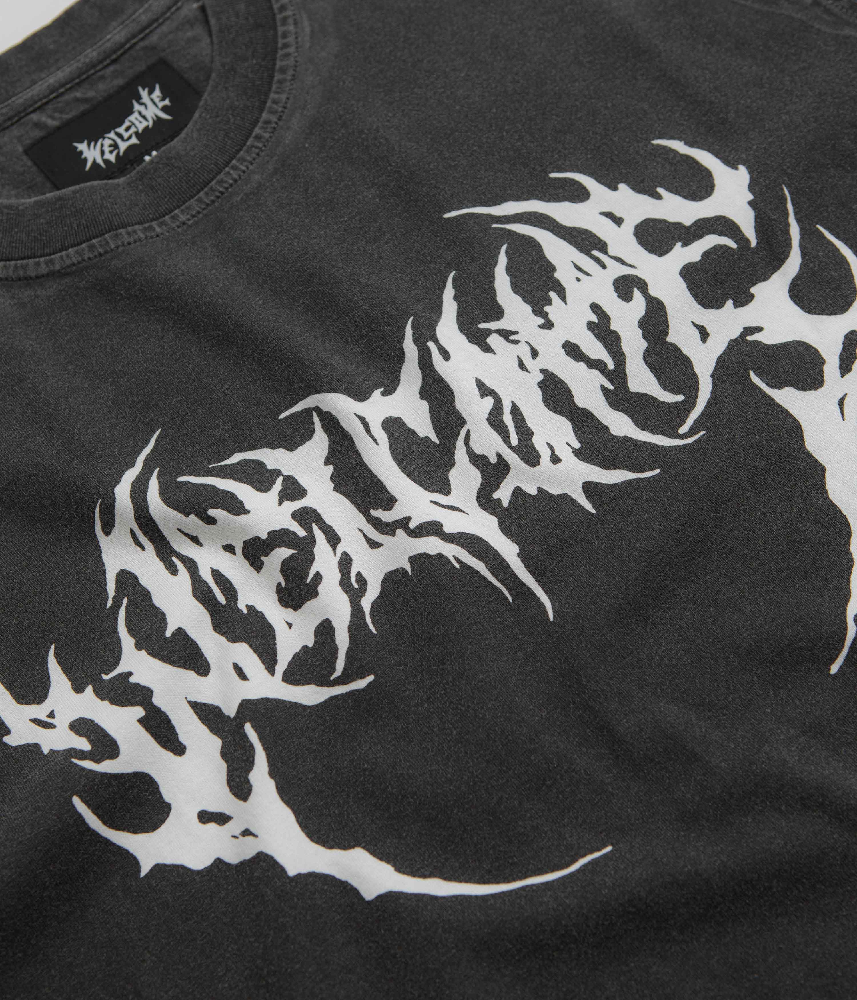 Welcome Mask Overprint Knit T-Shirt - Black / White - Image 2