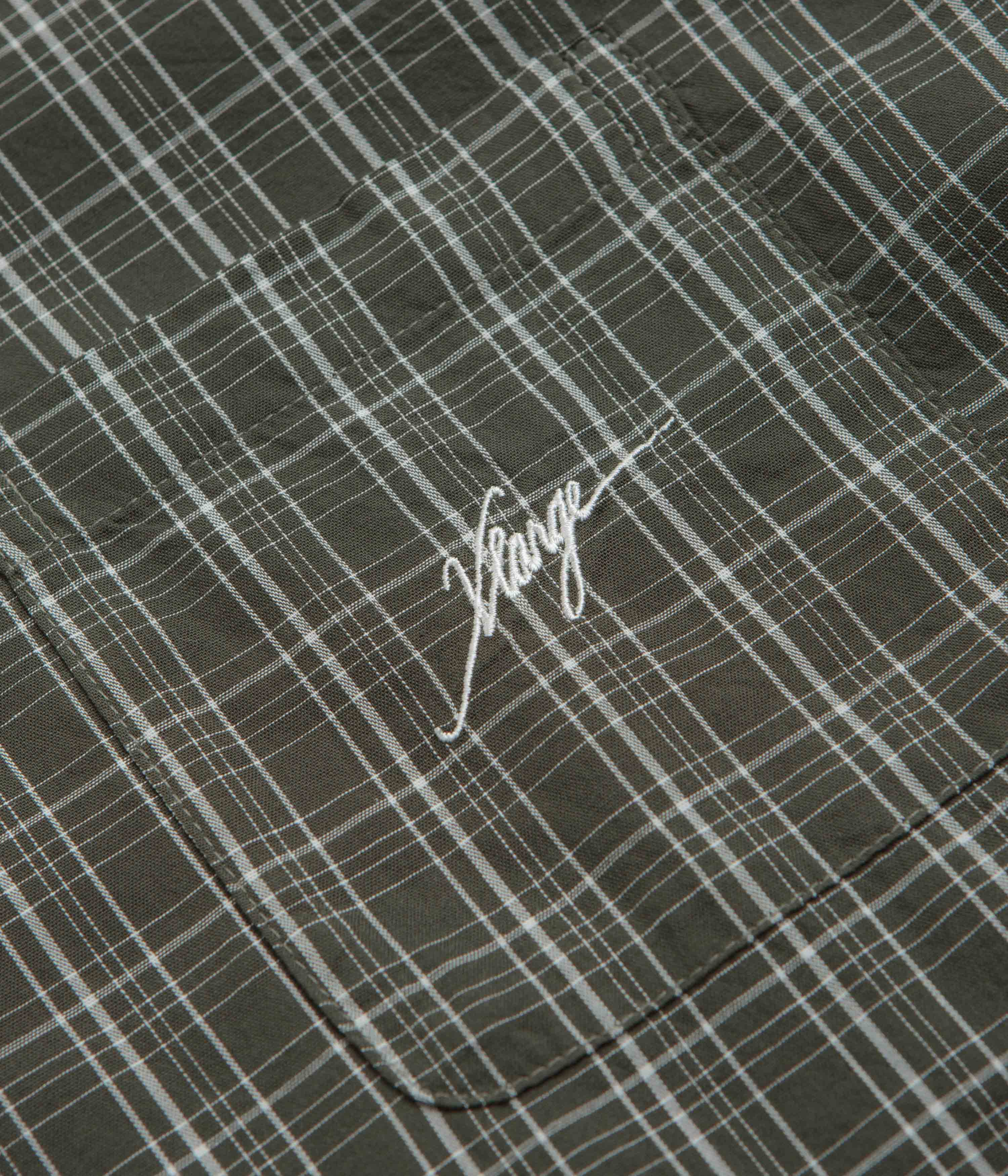 XLarge Embroidered Plaid Short Sleeve Shirt - Olive - Image 3